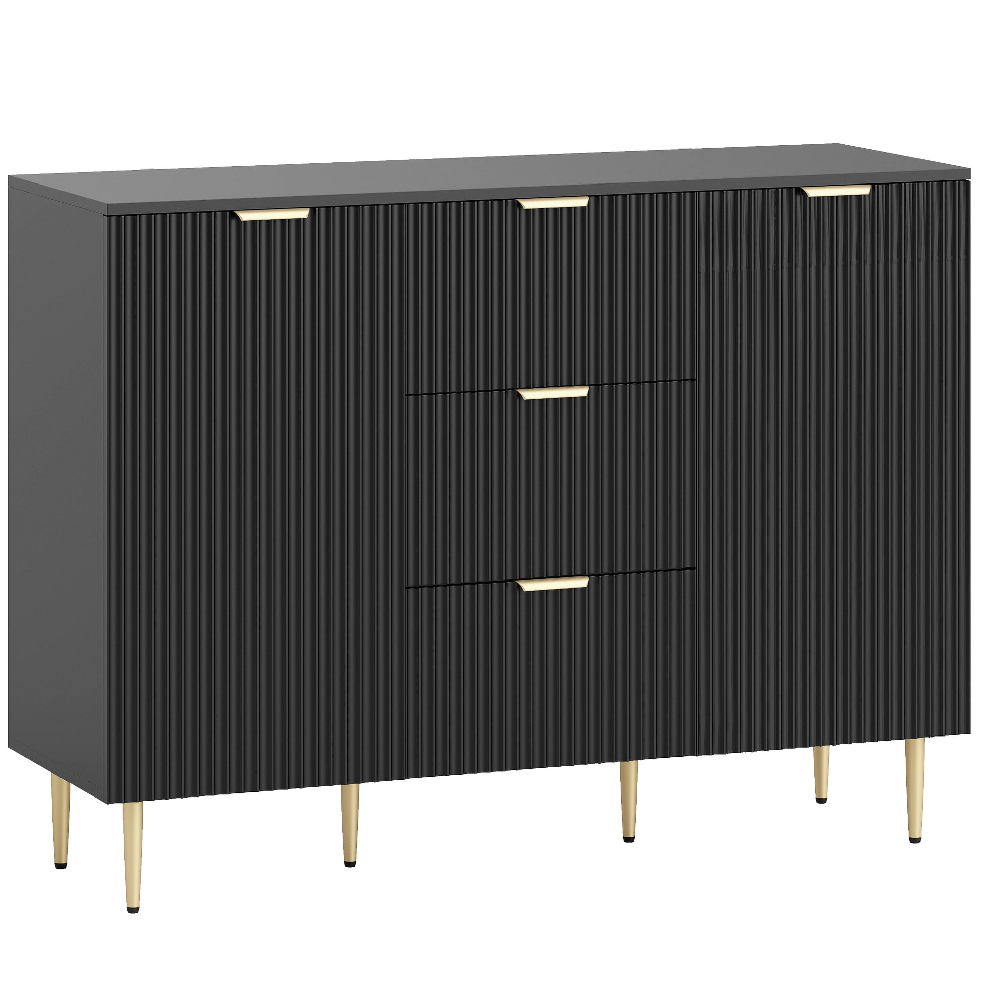 HOMCOM 2-Door Sideboard with 3 Drawers and Adjustable Shelves - Black Default Title