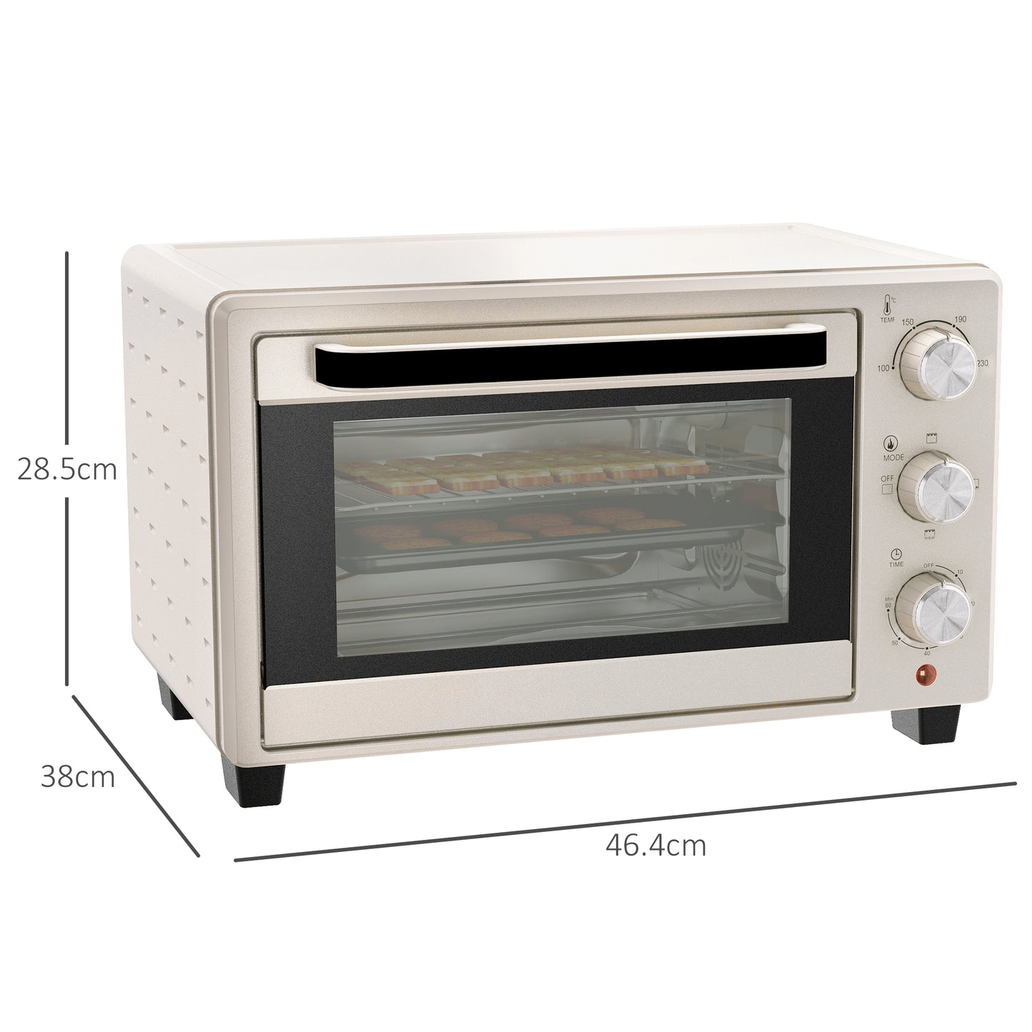 HOMCOM 21L Mini Countertop Oven, 100°C-230°C Adjustable Temp - White