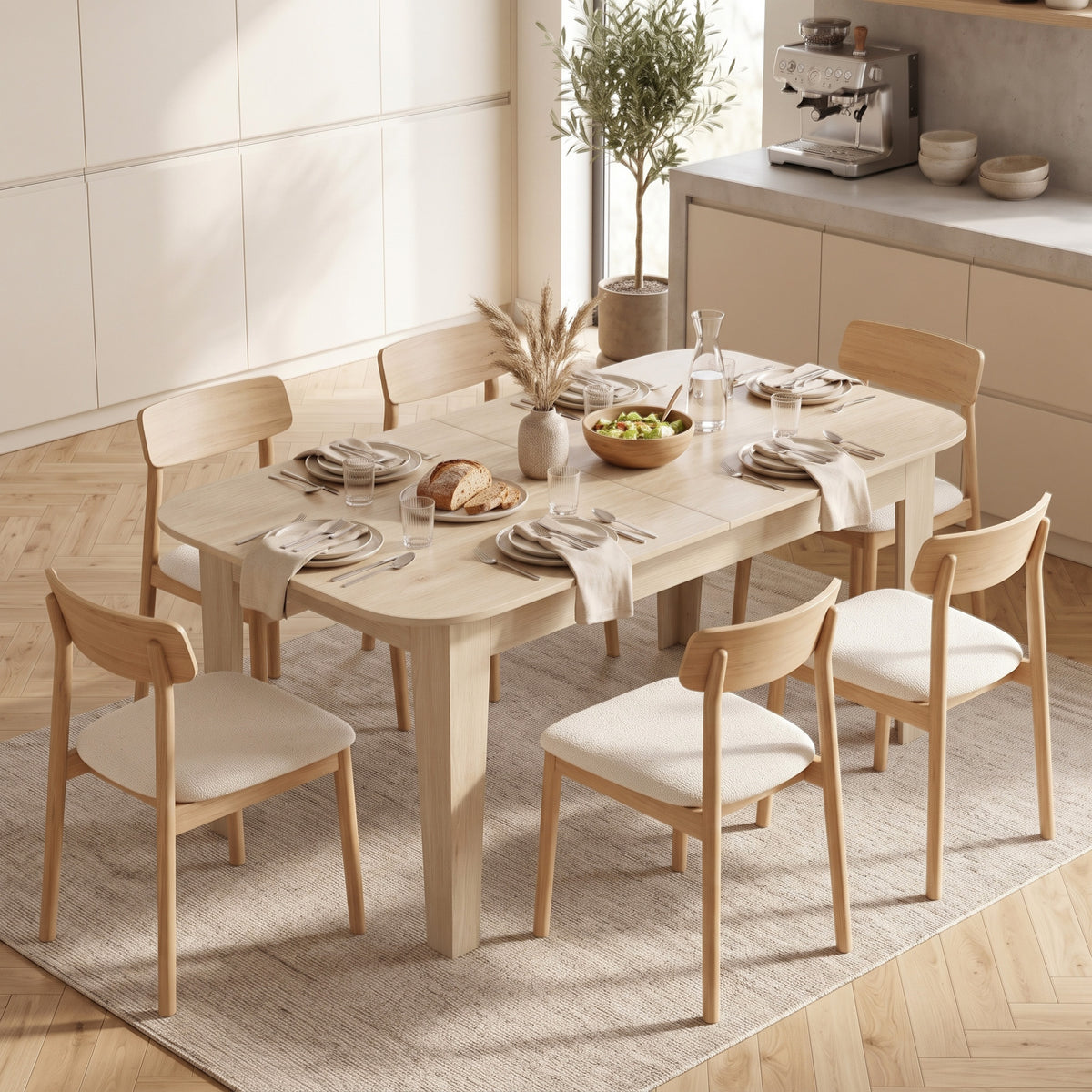 HOMCOM Extendable Oval Dining Table for 4-6, Modern Expandable Kitchen Table, Round Edges, Oak