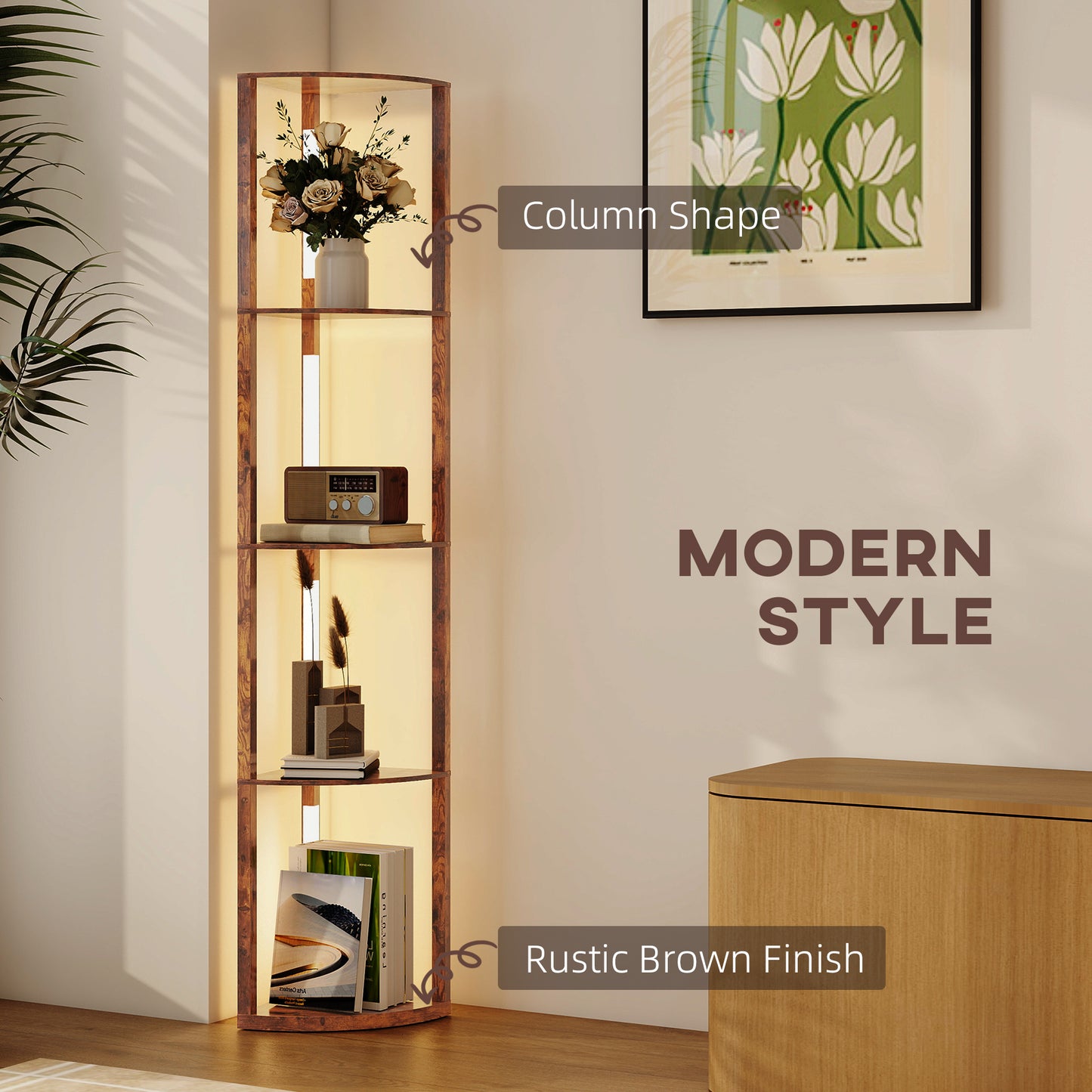HOMCOM 4-Tier Corner Floor Lamp