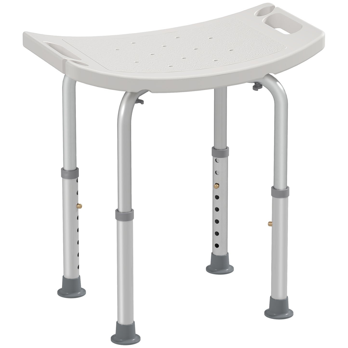 HOMCOM Height Adjustable Bath Stool, Aluminium Shower Stool with Non-Slip Pads for Elderly, Disabled, Seniors, Pregnant, White