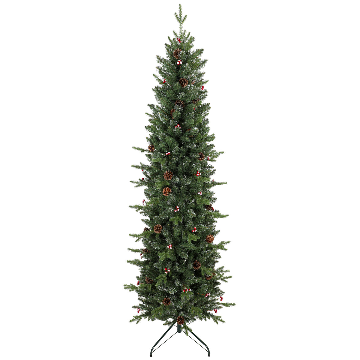 HOMCOM Slim Gracious Pine Xmas Tree, 6ft/180cm Artificial Christmas Tree with 688 Branch Tips, Foldable Steel Stand, Green