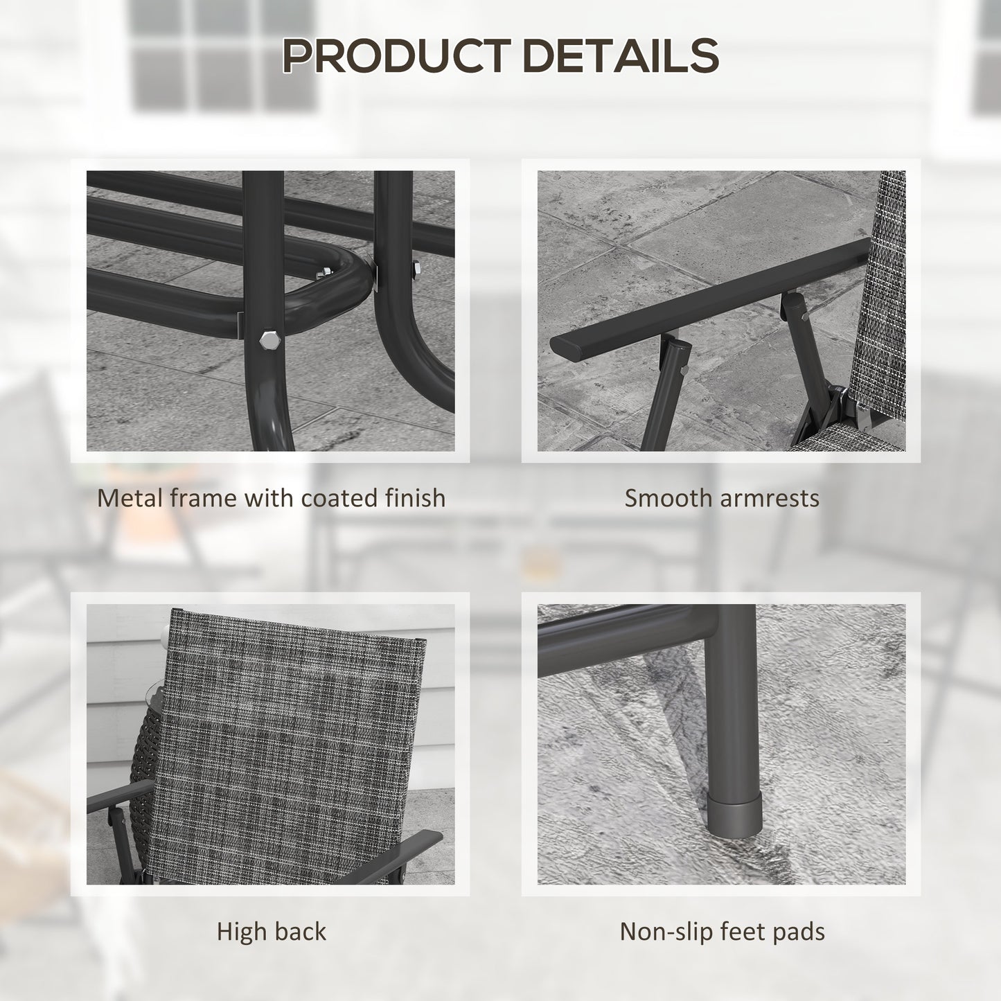 Outsunny Four-Piece Metal Garden Sofa Set - Mixed Grey