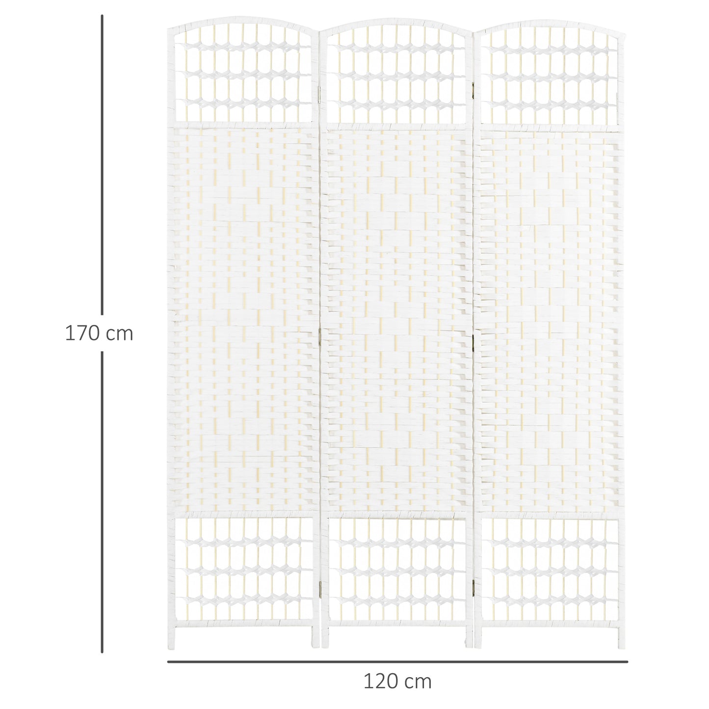 HOMCOM 3 Panel Folding Room Divider, Privacy Screen, Paravent Partition Separator for Living Room, Bedroom, White