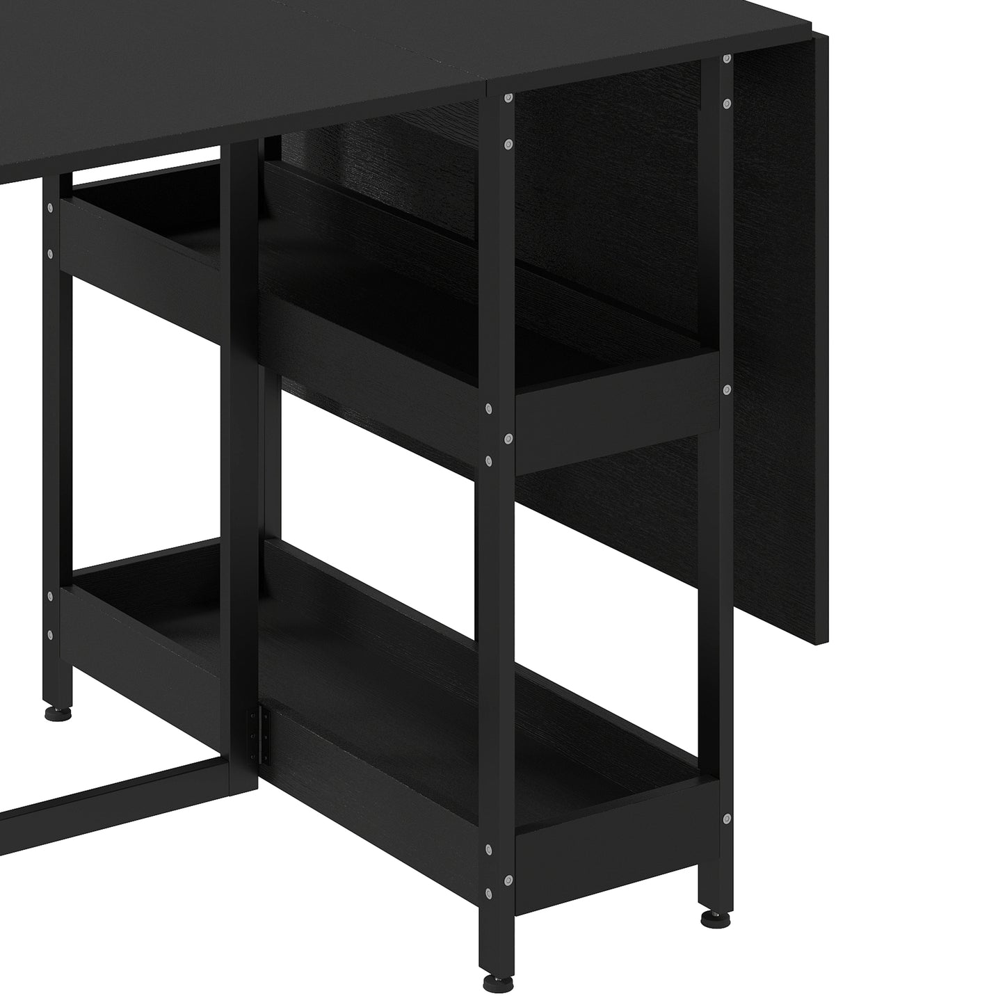 HOMCOM Four-Person Drop Leaf Table - Black Wood-Effect