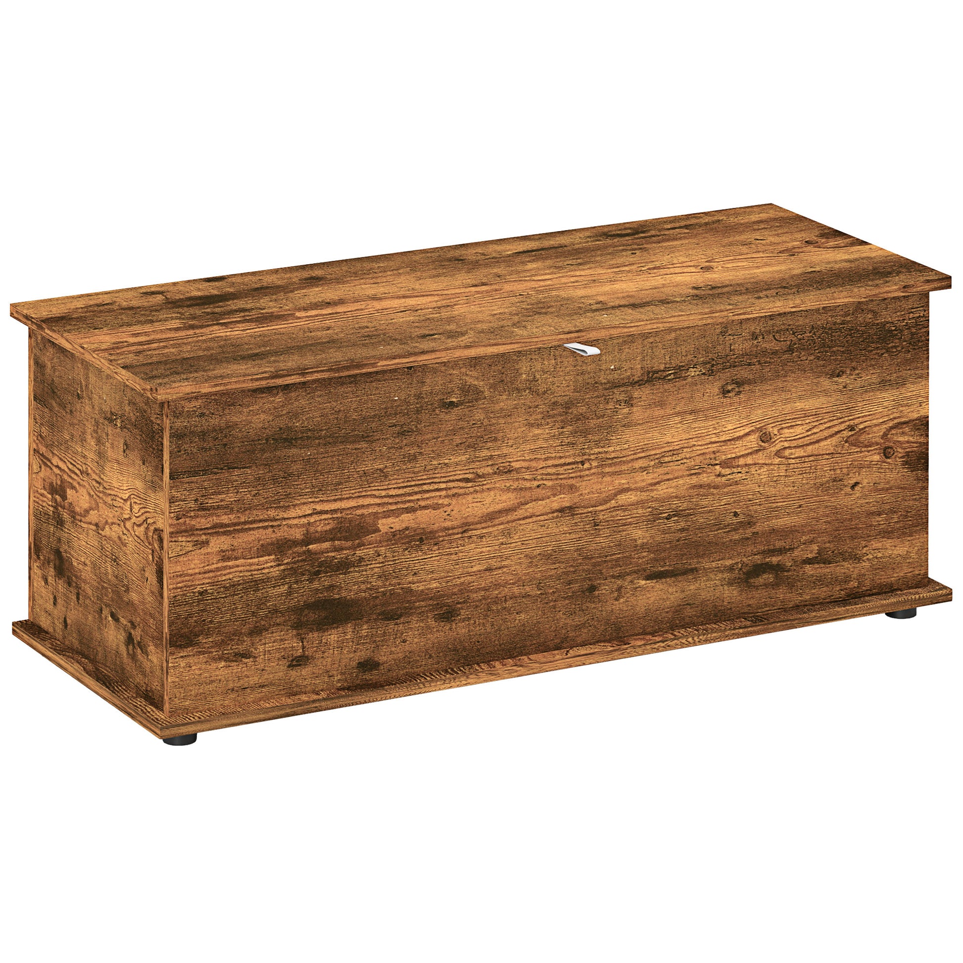 HOMCOM Storage Chest, Large 113L Blanket Box, Shoe Bench with Safety Hinged Lid, Storage Trunk, Bed End Bench for Bedroom, Hallway, Living room, Playroom, 100 x 40 x 40cm, Rustic Brown Default Title