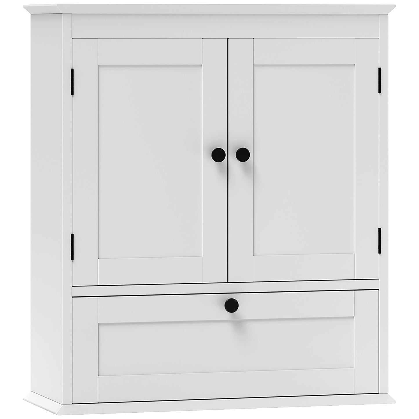 HOMCOM Bathroom Wall Cabinet with Adjustable Shelf and Recessed Doors, White Default Title