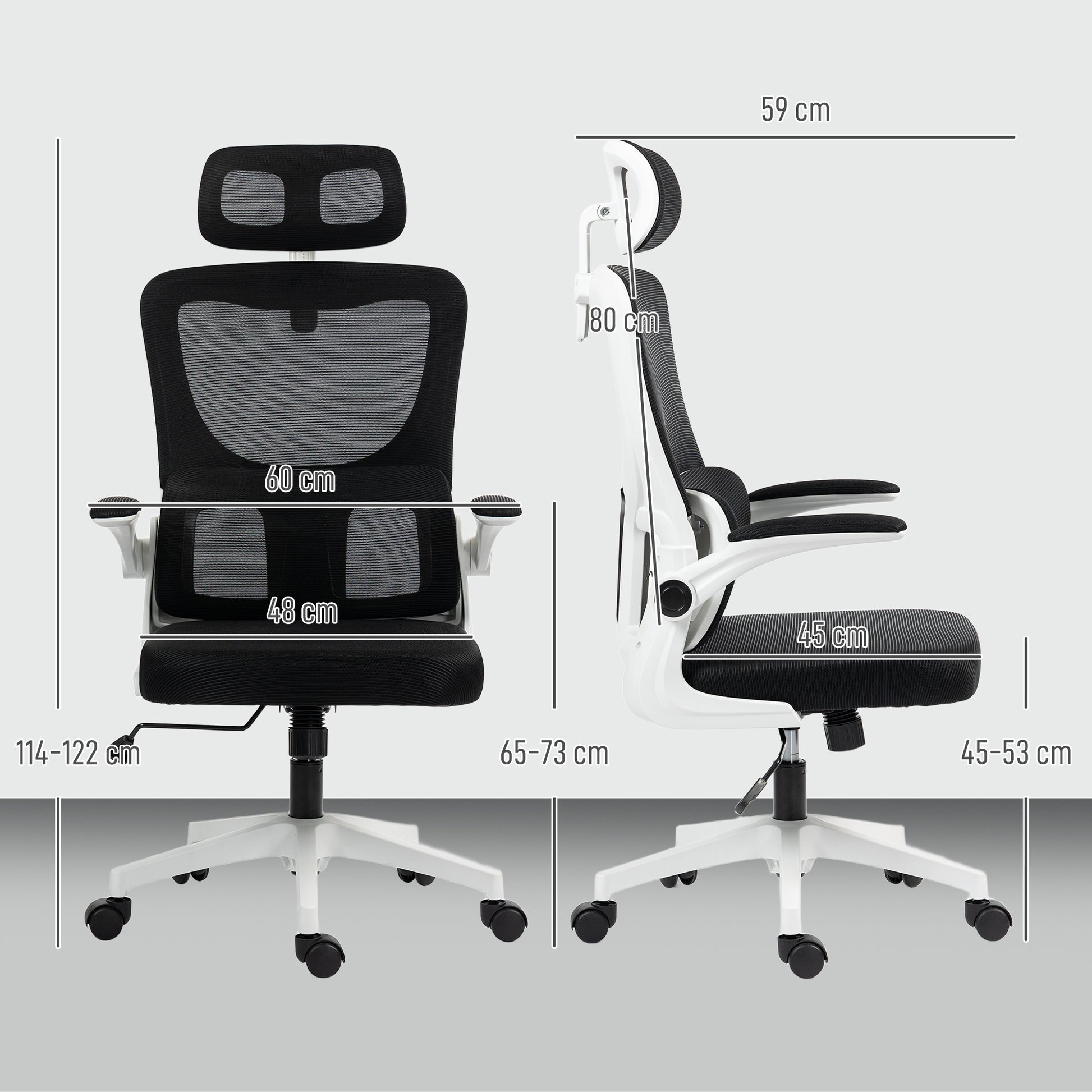 Vinsetto Ergonomic Office Chair, High Back Mesh Computer Desk Chair with Adjustable Headrest and Lumbar Support, Rotatable Armrests, Tilt Function for Home Office, Black