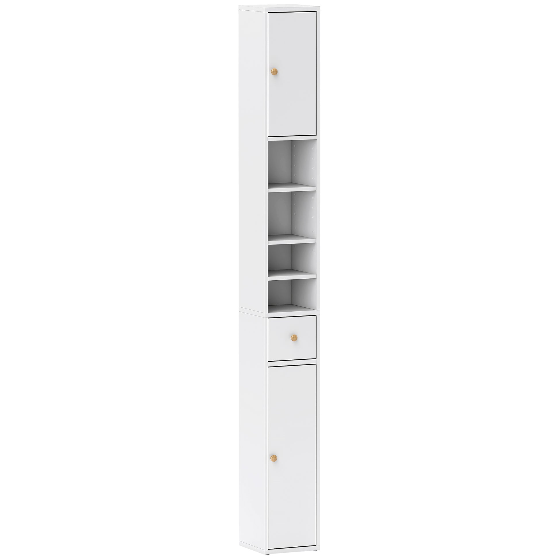HOMCOM 178 cm Narrow Tall Bathroom Cabinet - White Default Title