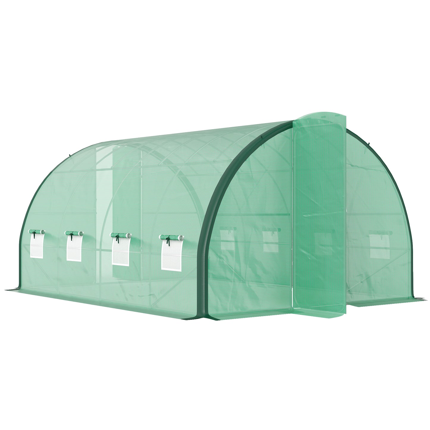 Outsunny 4 x 3 m Polytunnel Greenhouse, with Windows and Doors - Green