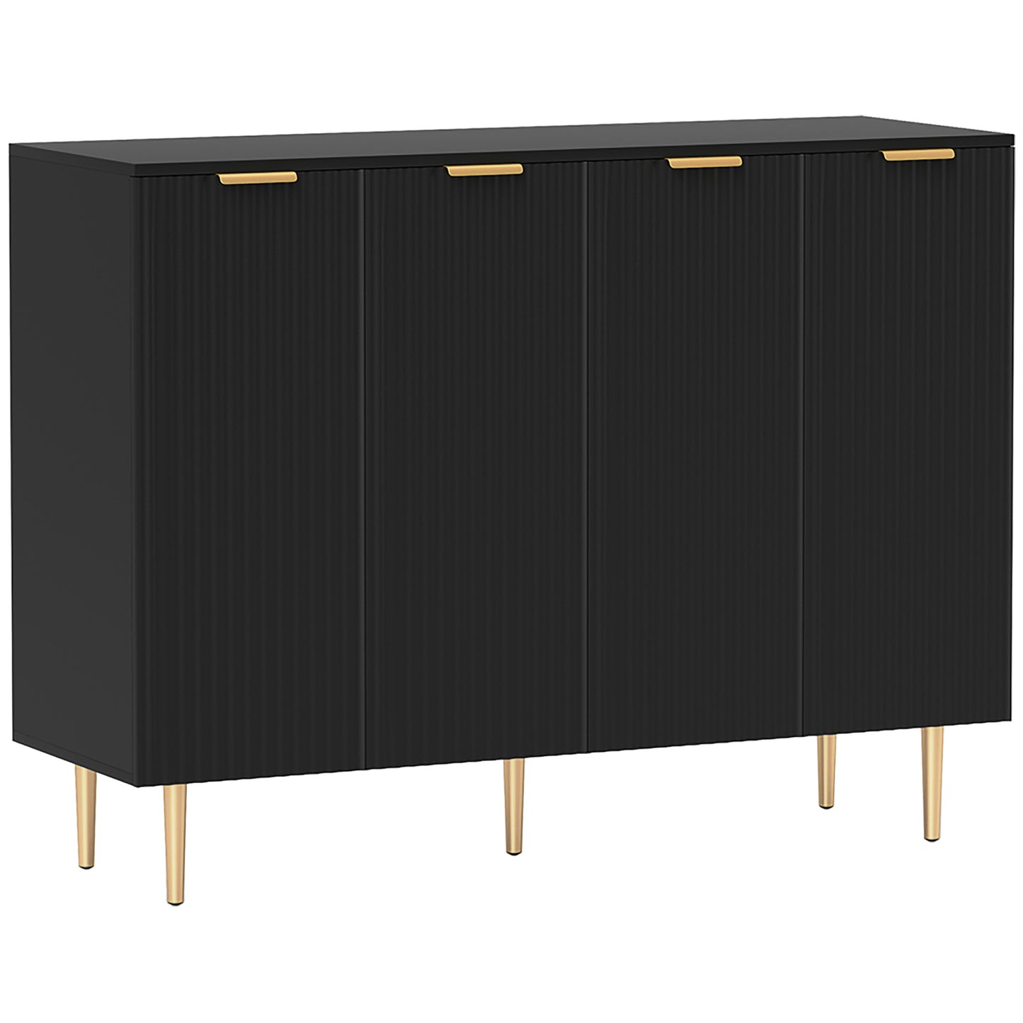 HOMCOM Sideboard Buffet Cabinet, Modern Kitchen Storage Cabinet with Adjustable Shelves and Metal Legs, Black Default Title