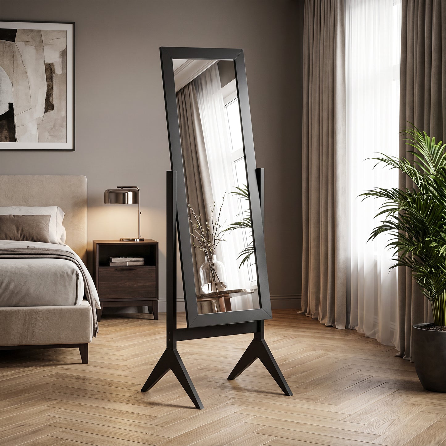 HOMCOM Freestanding Adjustable Angle Dressing Mirror, Full Length Mirror for Bedroom, Living Room, 148 x 47 cm, Black