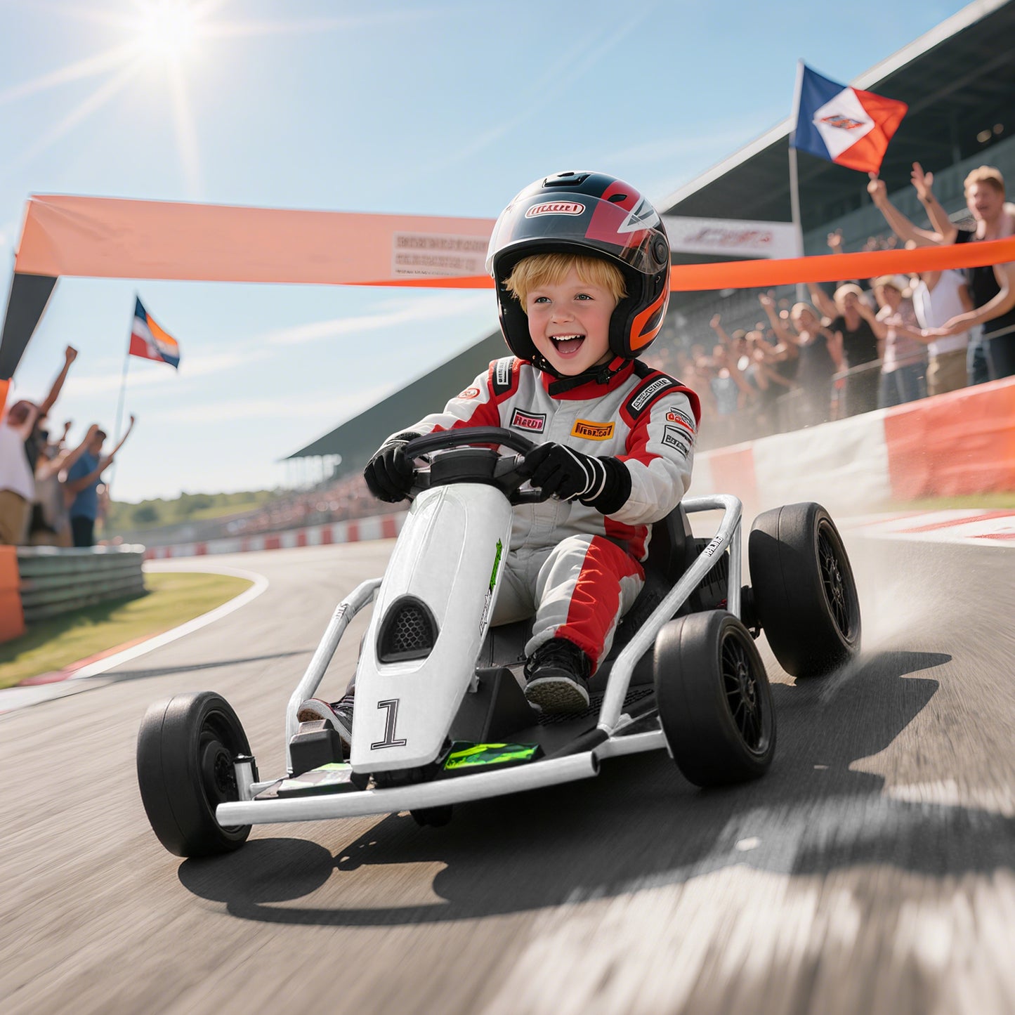 HOMCOM 24V Electric Go Kart for Kids, Drift Ride-On Racing Go Kart with 2 Speeds, for Boys Girls Aged 8-12 Years Old, White