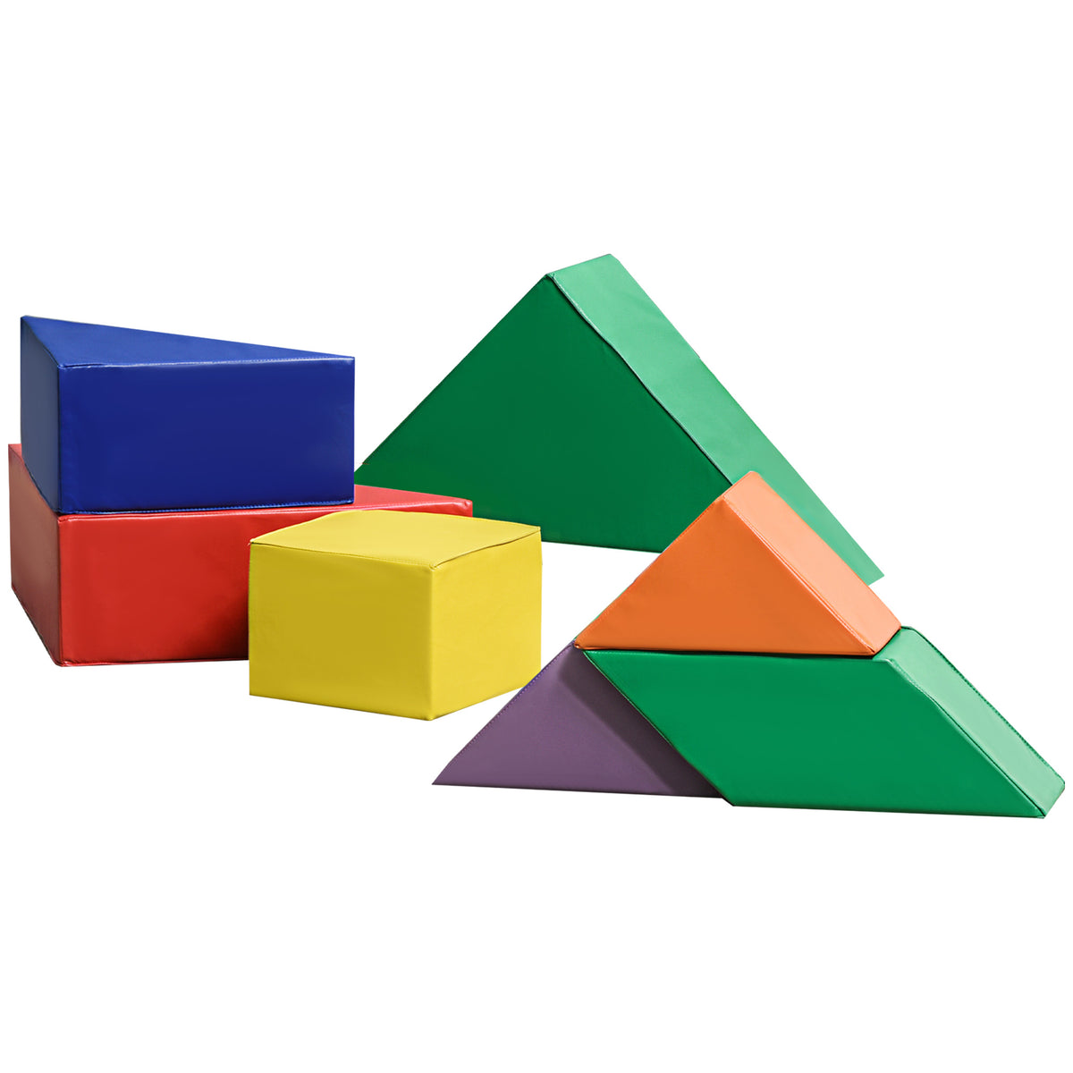 HOMCOM 7 Piece Kids Soft Foam Puzzle Play Set Interlocking Toddler Learning Blocks Comfortable Safe Floor Indoor Outdoor Active Play Structure Default Title