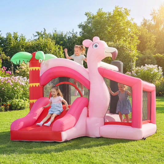 AIYAPLAY Inflatable Bounce House for Kids with Slide, Ball Pit, Basketball Hoop and Blower for Indoor Outdoor Garden, Pink