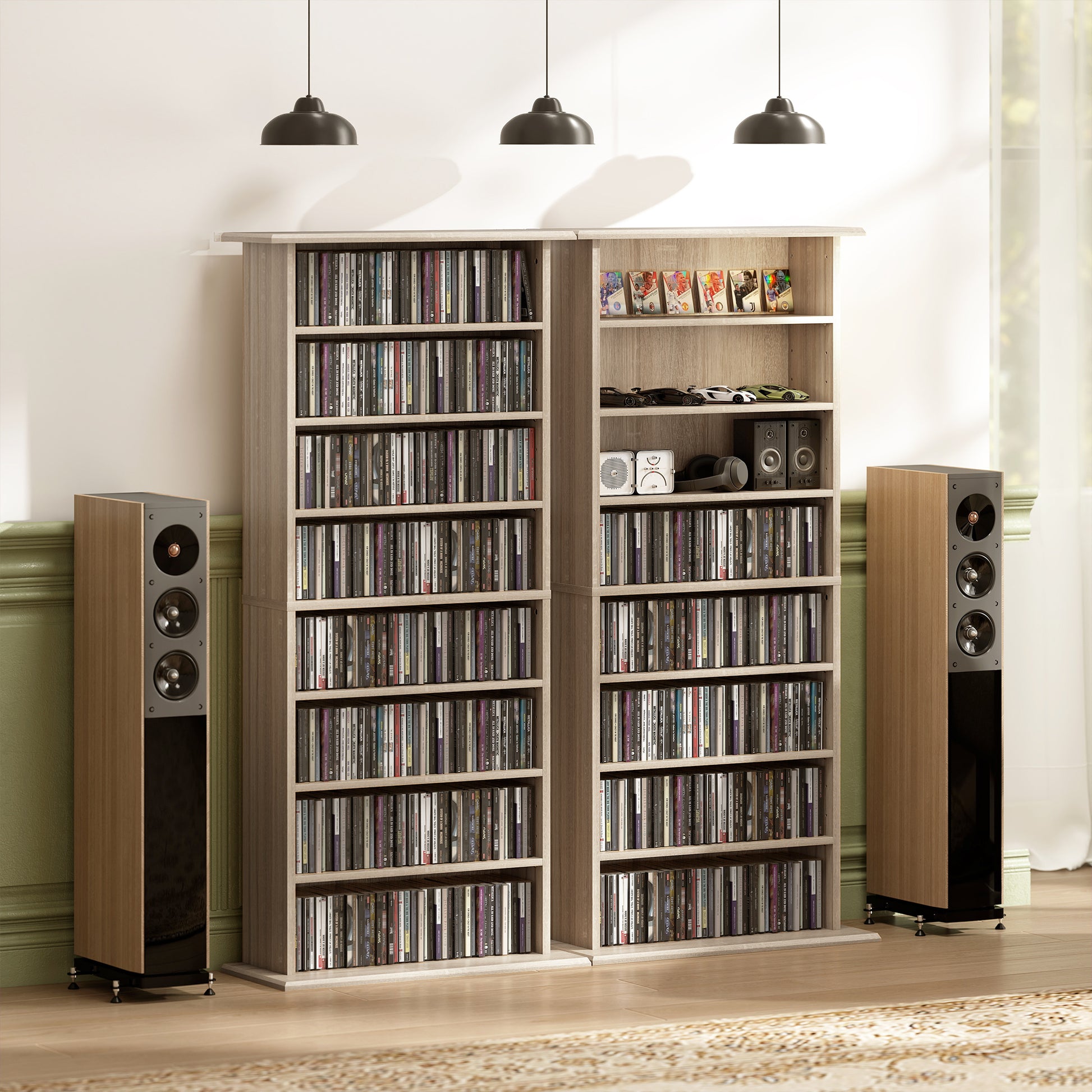 HOMCOM 360 CD Storage Unit - Natural Wood Finish