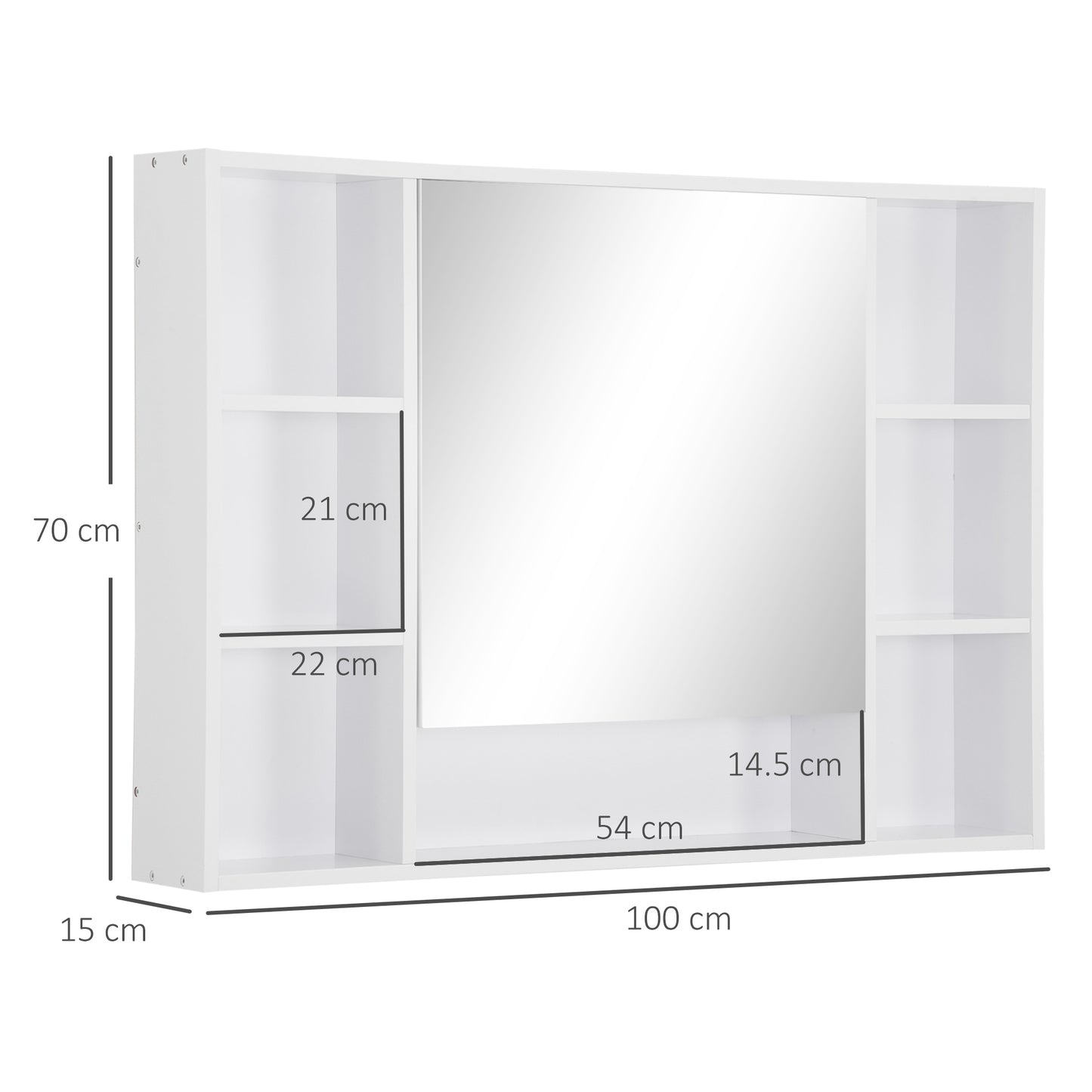 kleankin Wall Mounted Medicine Cabinet, Bathroom Mirror Cabinet with Mirrored Door, Shelves and Storage Cupboard, White