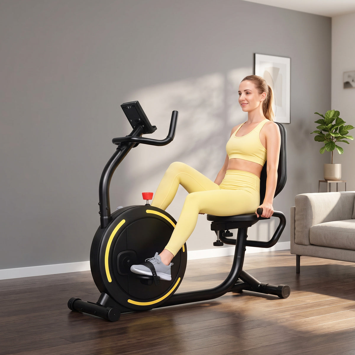 SPORTNOW Recumbent Exercise Bike for Home, Indoor Stationary Bike for Seniors with App Connectivity, 0-100% Magnetic Resistance