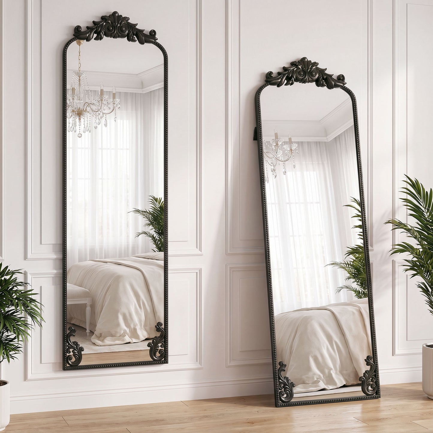 HOMCOM Floor Mirror, 50 x 160 cm Full Length Mirror with Baroque Metal Frame for Bedroom, Living Room, Dressing Room, Black