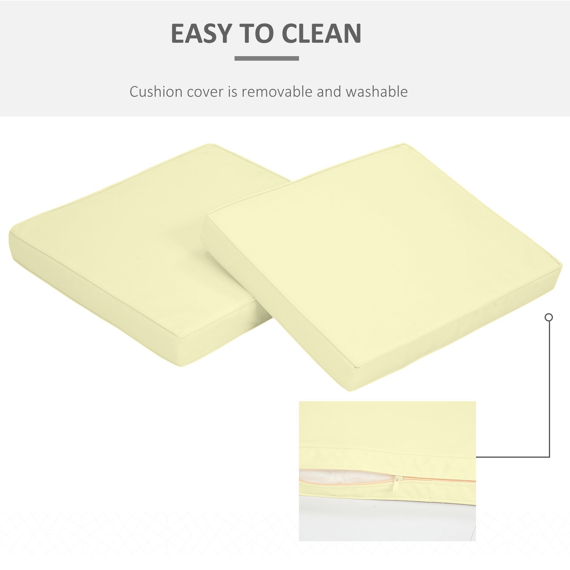 Outsunny 2-Piece Garden Seat and Back Cushion Set, Replacement Cushions for Outdoor Furniture with Seat Cushion and Back Cushion, Cream White