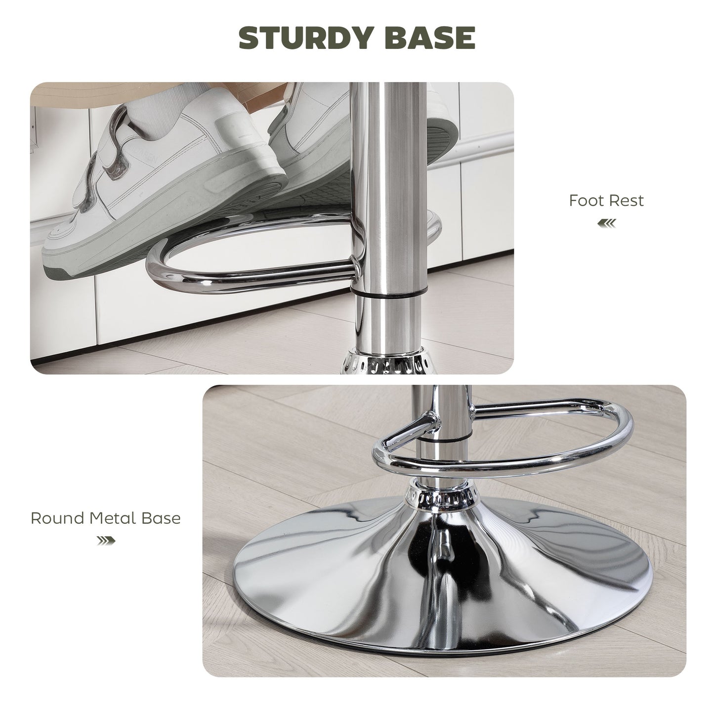 HOMCOM PU Leather Upholstered Swivel Bar Stool, Height Adjustable with Back, Armrest, Footrest, Green