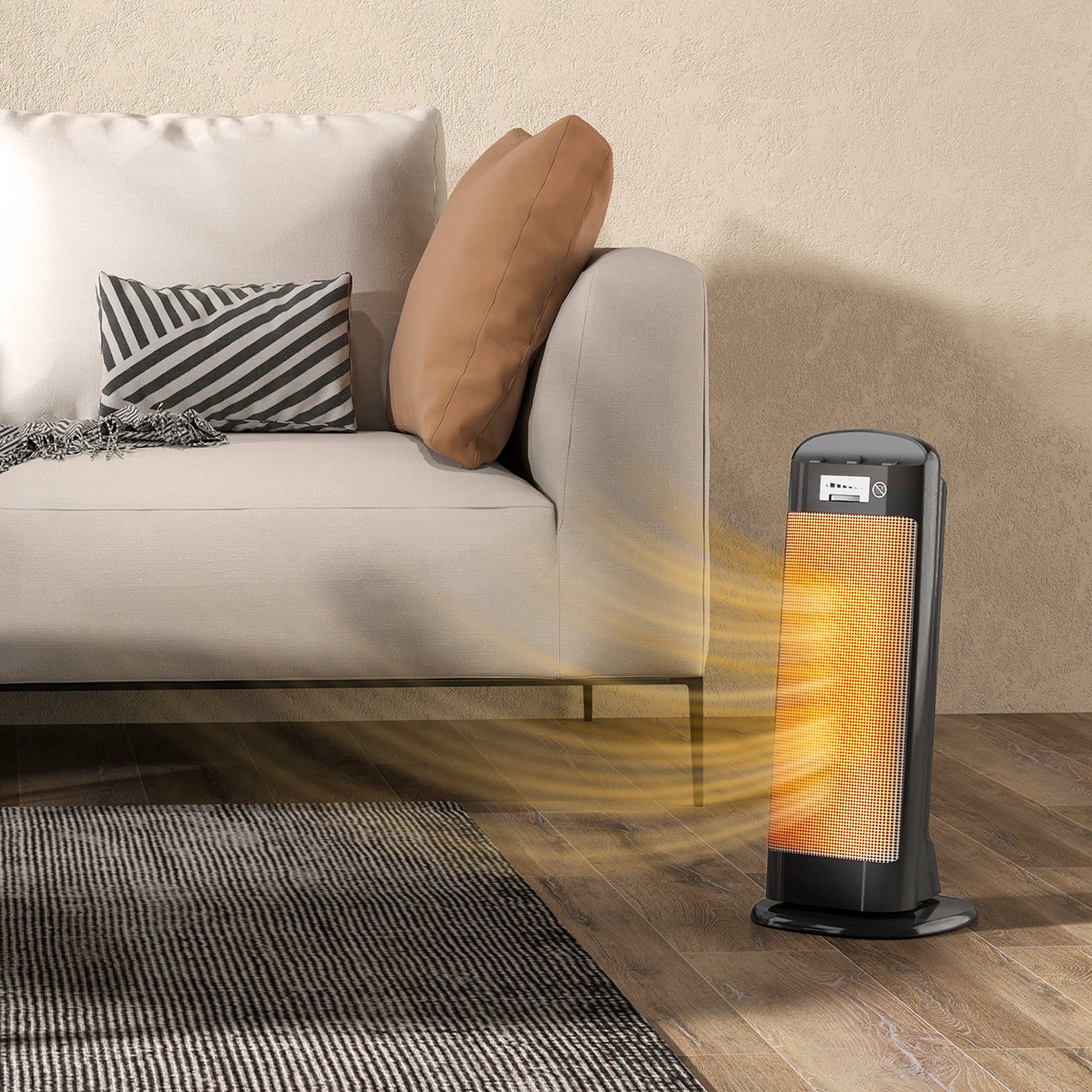 HOMCOM Ceramic Space Heater, 2000W Fan Electric Heater with 4 Modes, Adjustable Thermostat, 55Â° Oscillation, Tip-Over and Overheat Protection for Bedroom, Home Office, Black