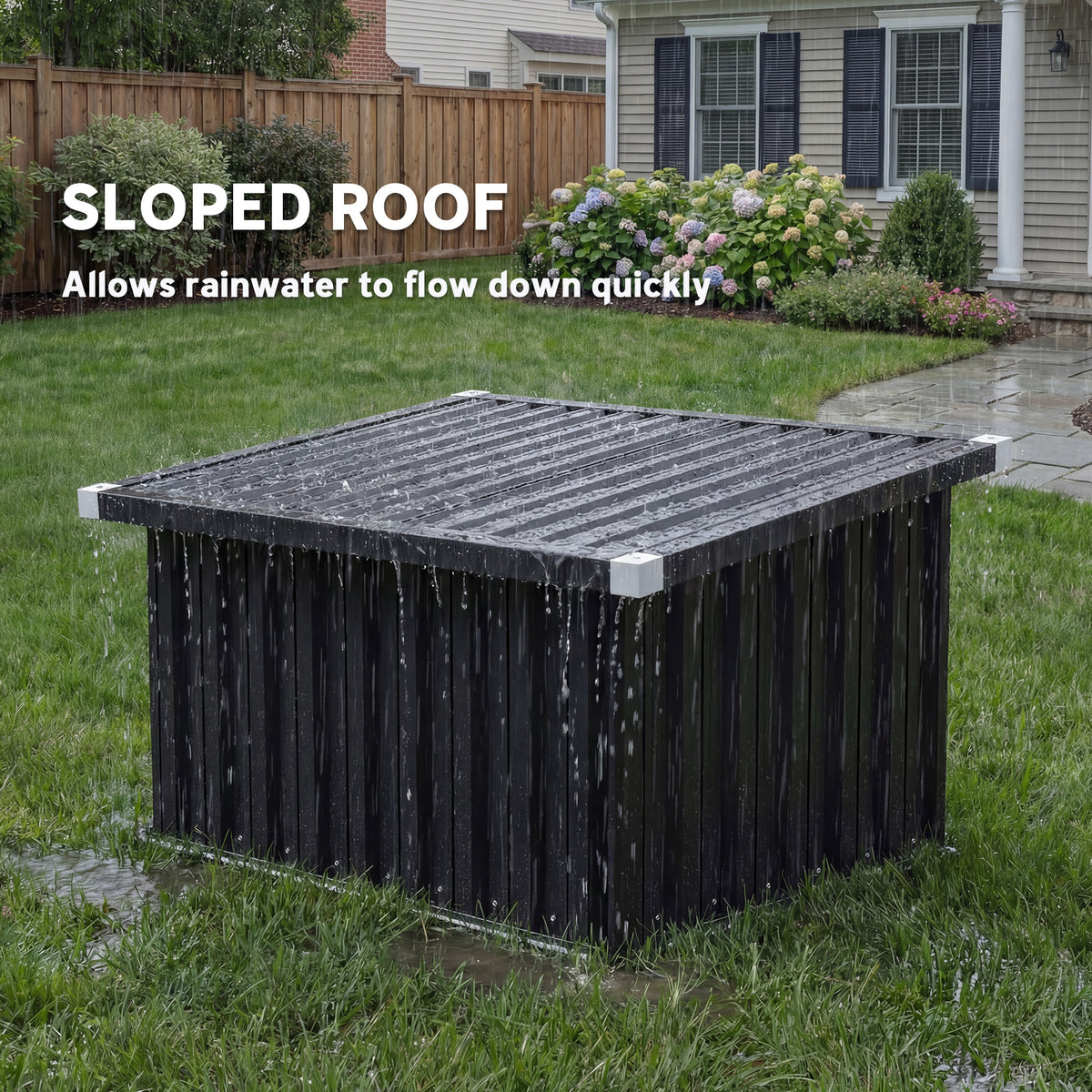 Outsunny Robot Mower Garage with Sloped Roof for Robotic Lawn Mower Storage, Weatherproof, 108 x 86 x 62.5 cm, Dark Grey