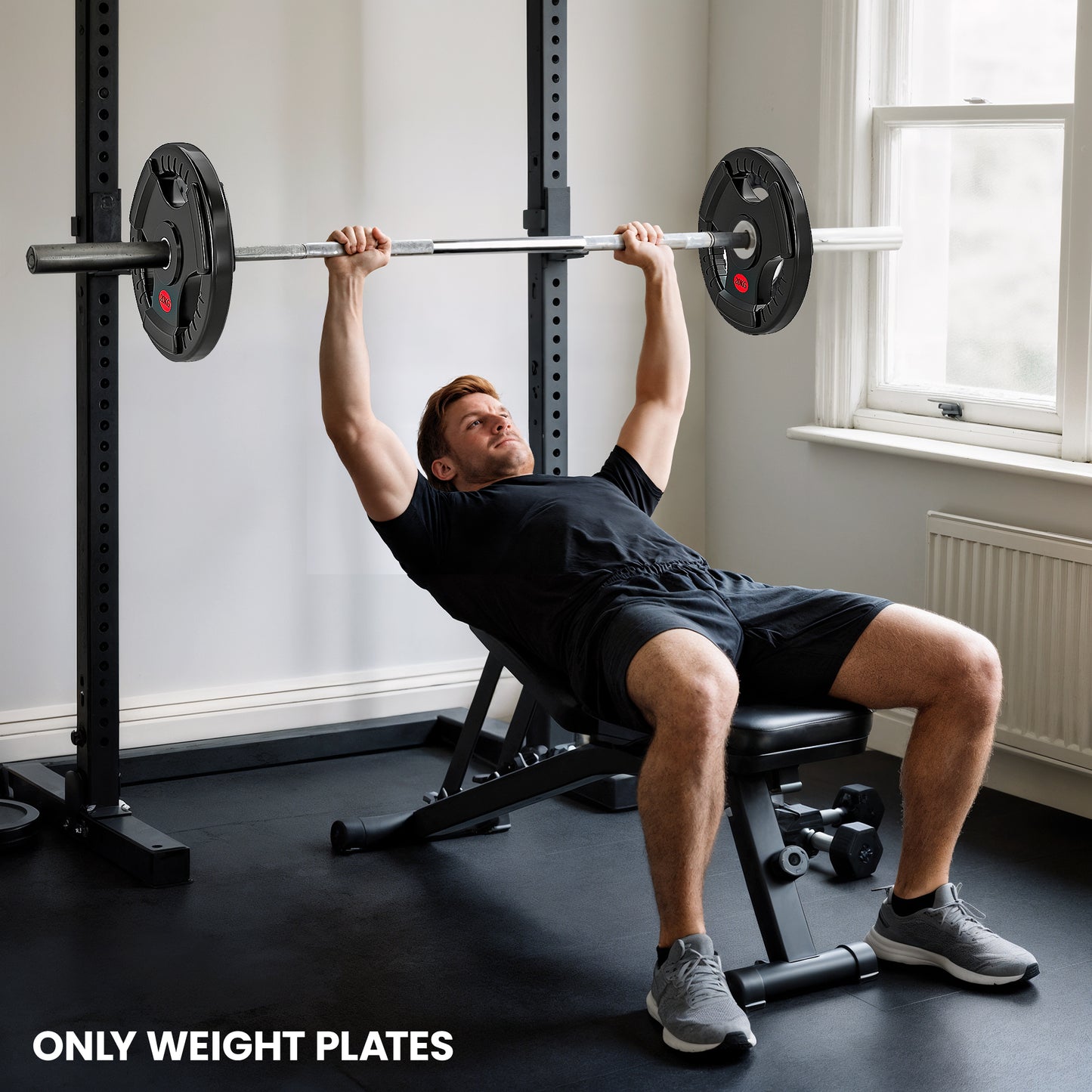 SPORTNOW Olympic Weight Plate, 2"/5cm Weight Disc with Tri-Grips, 20kg Dumbbell Plate for Weightlifting and Strength Training Home Gym Fitness Workout, Black