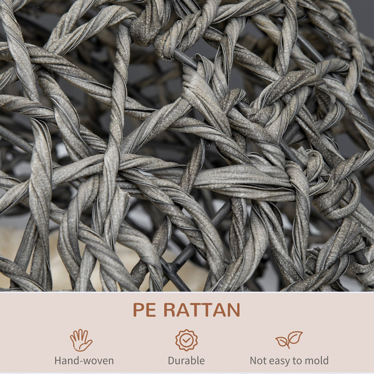PawHut Raised Rattan Cat House, with Cushion - Silver-Tone & Grey