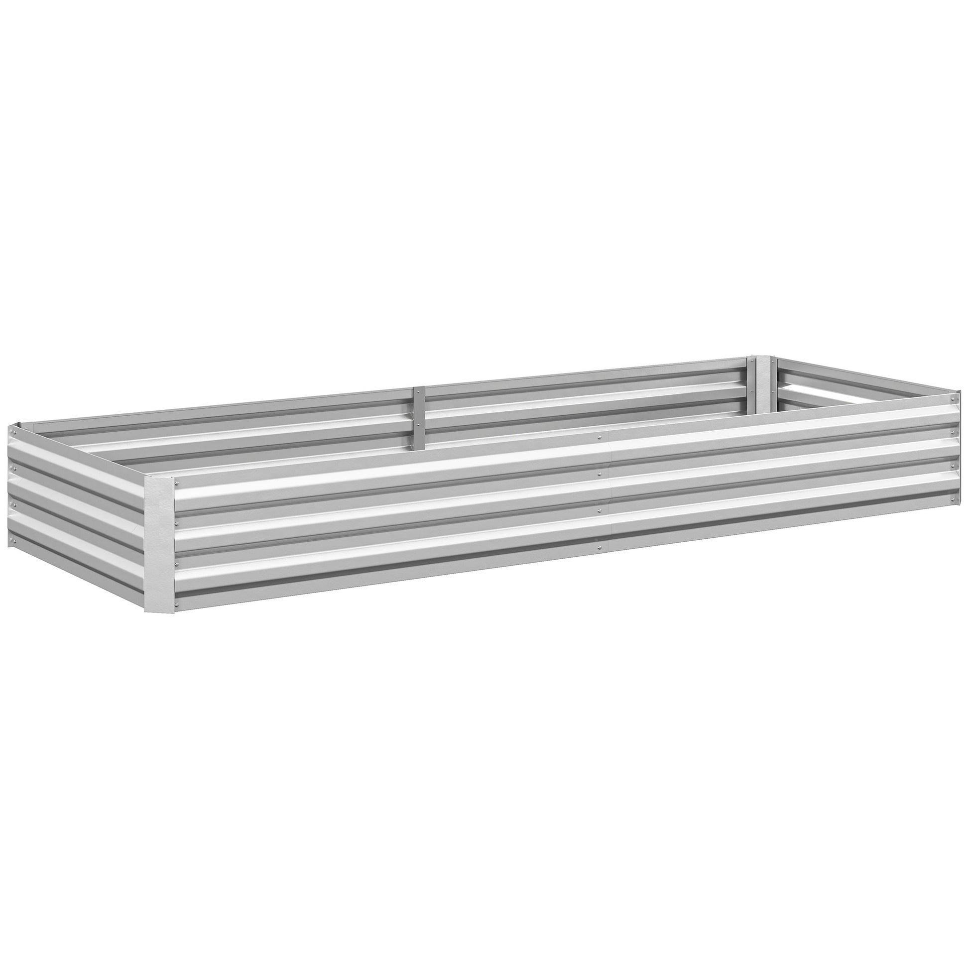 Outsunny Metal Raised Garden Bed Planter Box Outdoor Planters for Growing Flowers, Herbs, Green, Silver Default Title
