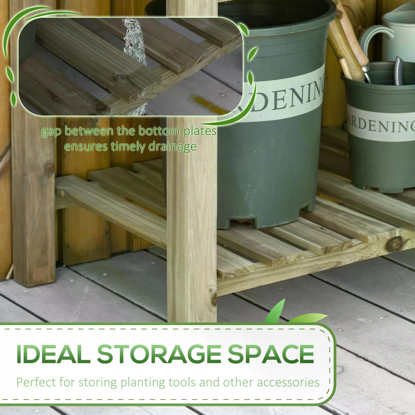 Outsunny Garden Wooden Plantersï¼Œ Raised Garden Bed with Legs and Storage Shelf Elevated Wooden Planter Box