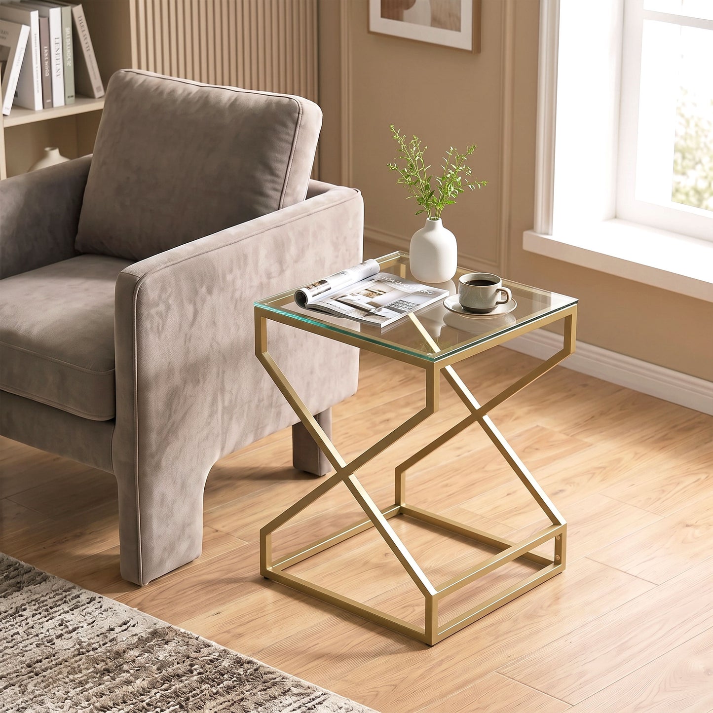 HOMCOM Nest of Tables, Side Table Set of 2 with Transparent Top, Coffee Table Set with Tempered Glass Top, Transparent