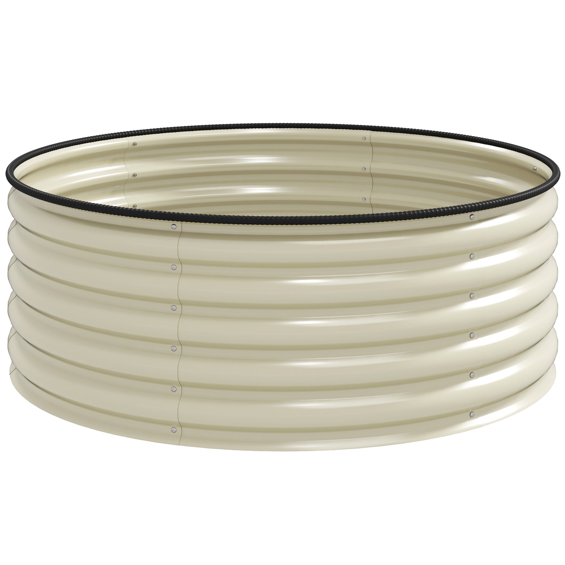 Outsunny Galvanised Raised Garden Bed with Safety Edging, Outdoor Raised Planter Box with Gloves, 120 x 120 x 43cm, Cream White