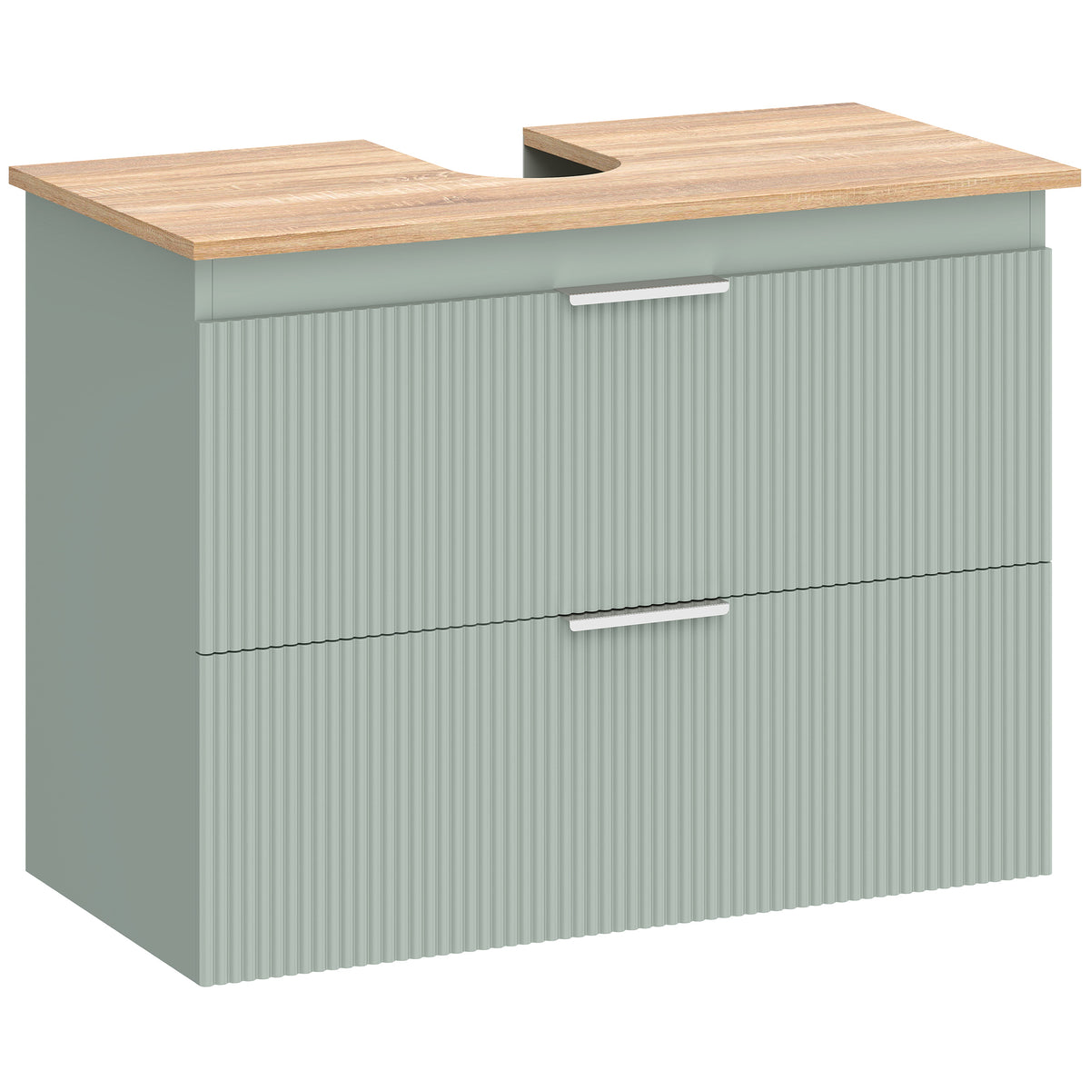 HOMCOM Under Sink Cabinet with 2 Drawers, Under Sink Bathroom Cabinet for Sink with or without Pedestal, Green and Natural Wood Default Title