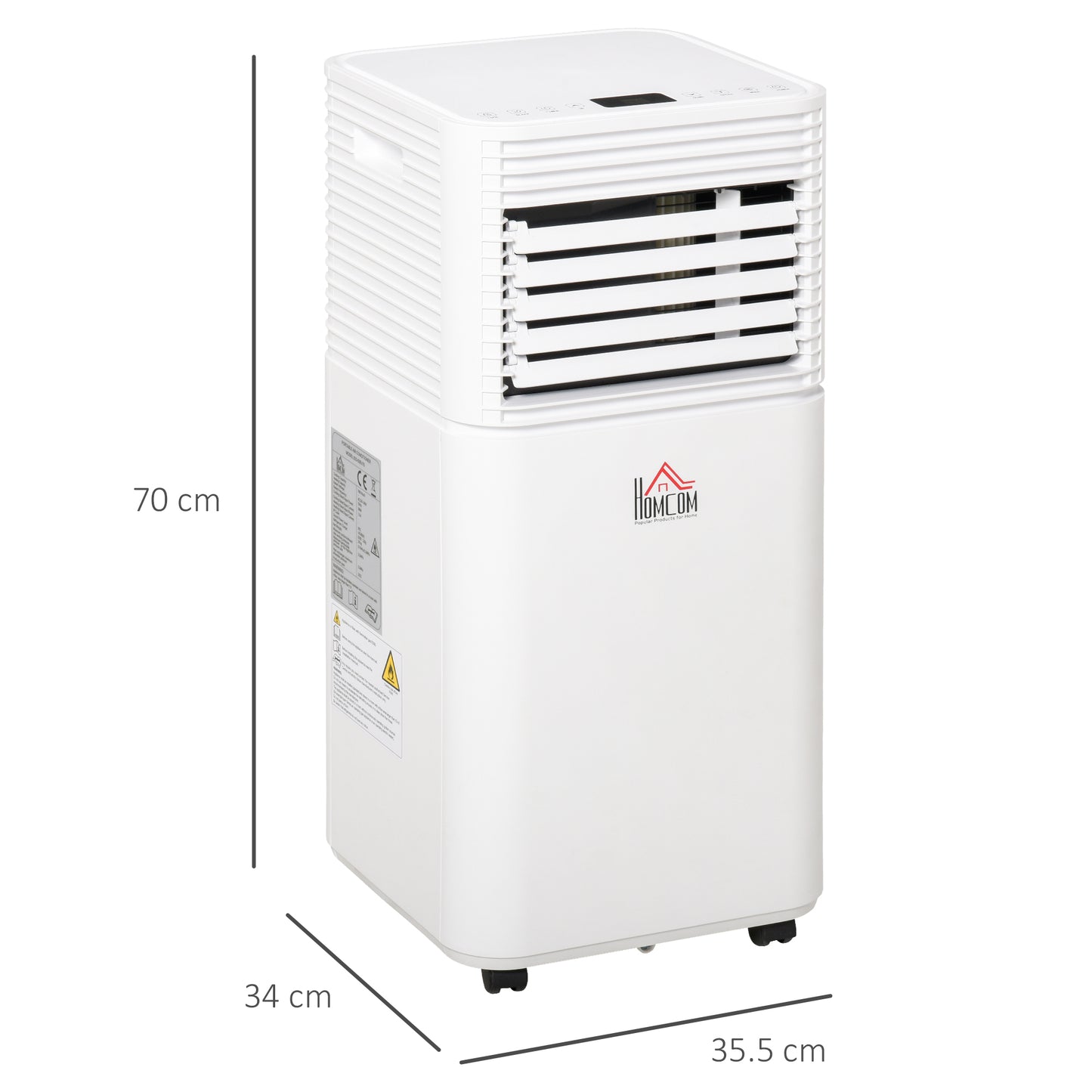 HOMCOM 7000 BTU Portable Air Conditioner for Cooling Dehumidifier Fan, Air Conditioning Unit for Room up to 26mÂ², with Remote, 24H Timer, Window Mount Kit, R290, A Energy Efficiency, 785W