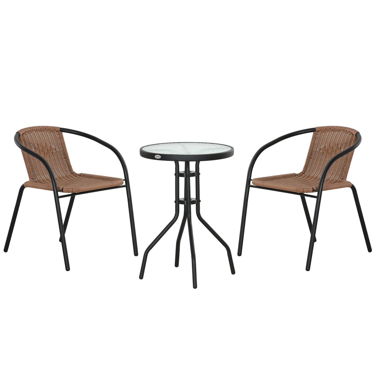 Outsunny 3 Pieces Rattan Bistro Set - Brown Default Title