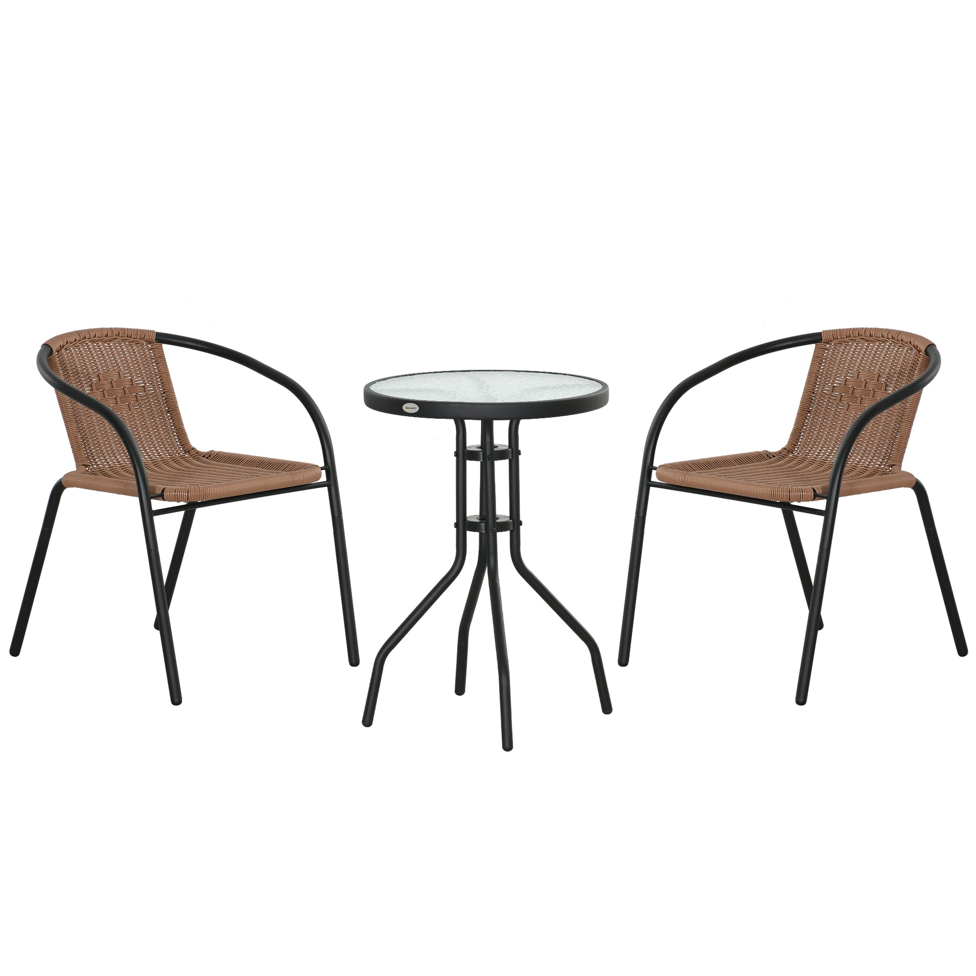 Outsunny 3 Pieces Rattan Bistro Set - Brown Default Title