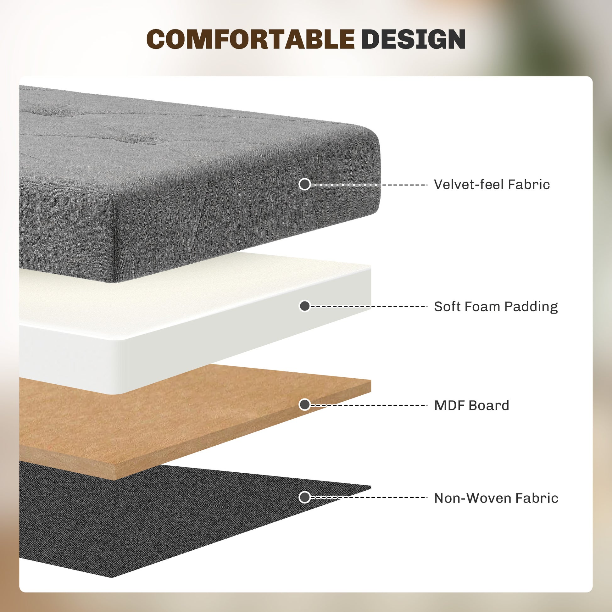 HOMCOM Velvet Upholstered Foldable Ottoman Footrest, Storage Ottoman Bench with Wood Legs for Living Room, Grey