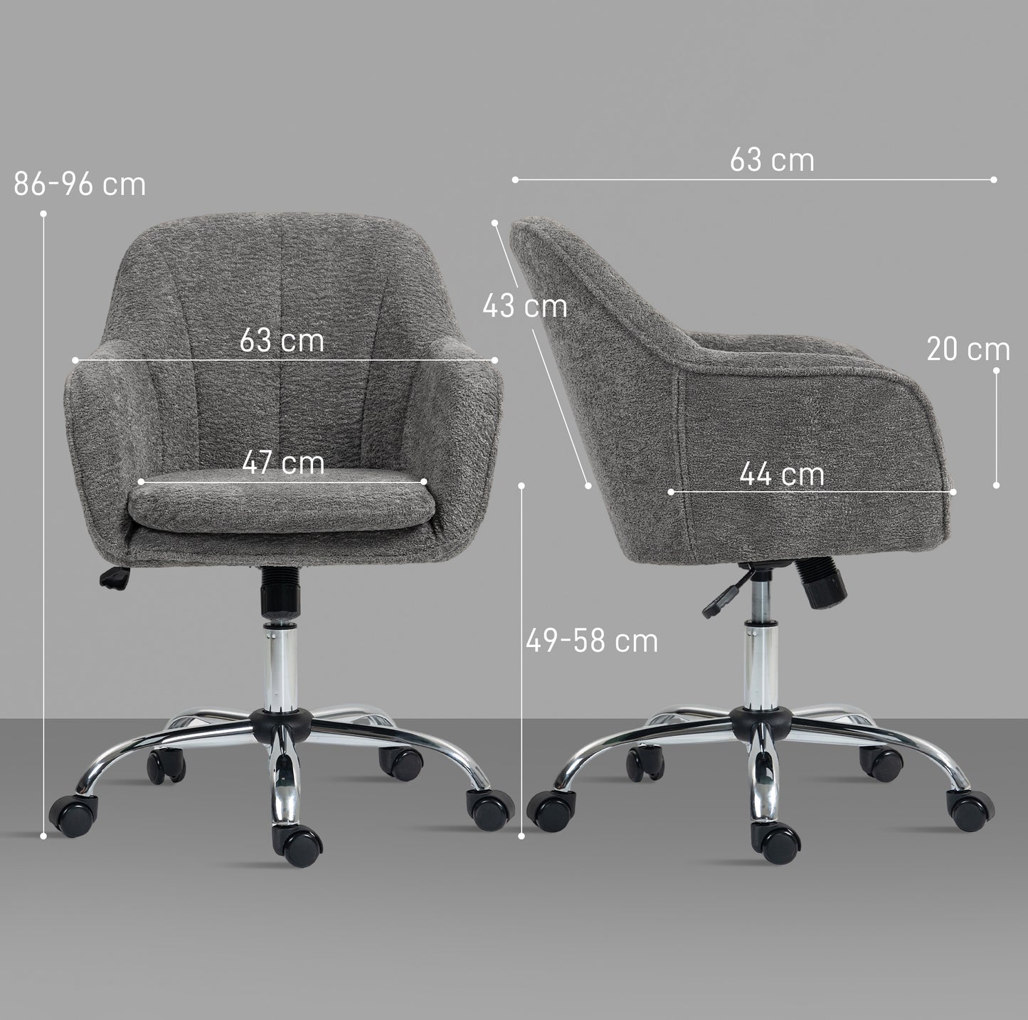 HOMCOM Snow Flannel Office Chair - Grey