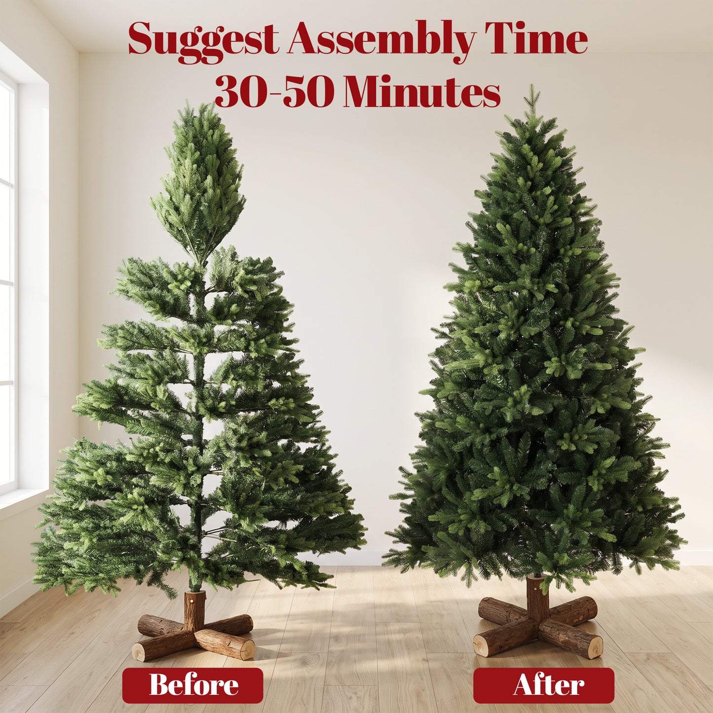 HOMCOM Artificial Christmas Tree, Hinged Xmas Tree with 3834 PE & PVC Branch Tips, 7ft, Green