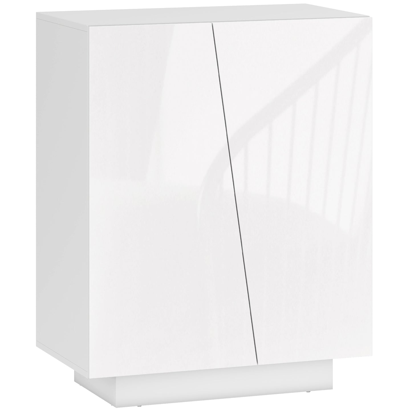 HOMCOM High Gloss Storage Cabinet, Freestanding Storage Cupboard with Adjustable Shelves for Living Room, Bedroom, Hallway, White Default Title
