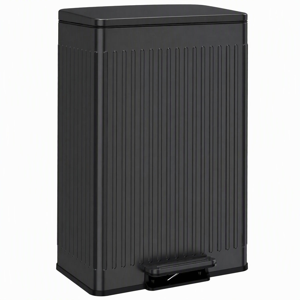 HOMCOM 50L Kitchen Bin, Pedal Bin with Soft-Close and Stay-Open Lid, Removable Inner Bucket, Black