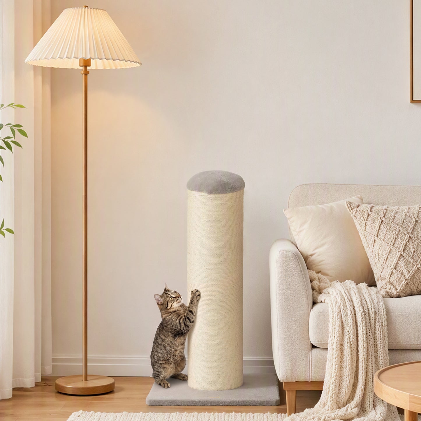 PawHut Cat Scratching Post, 76cm Tall Scratch Post for Indoor Kittens, Cat Scratcher with Stable Base