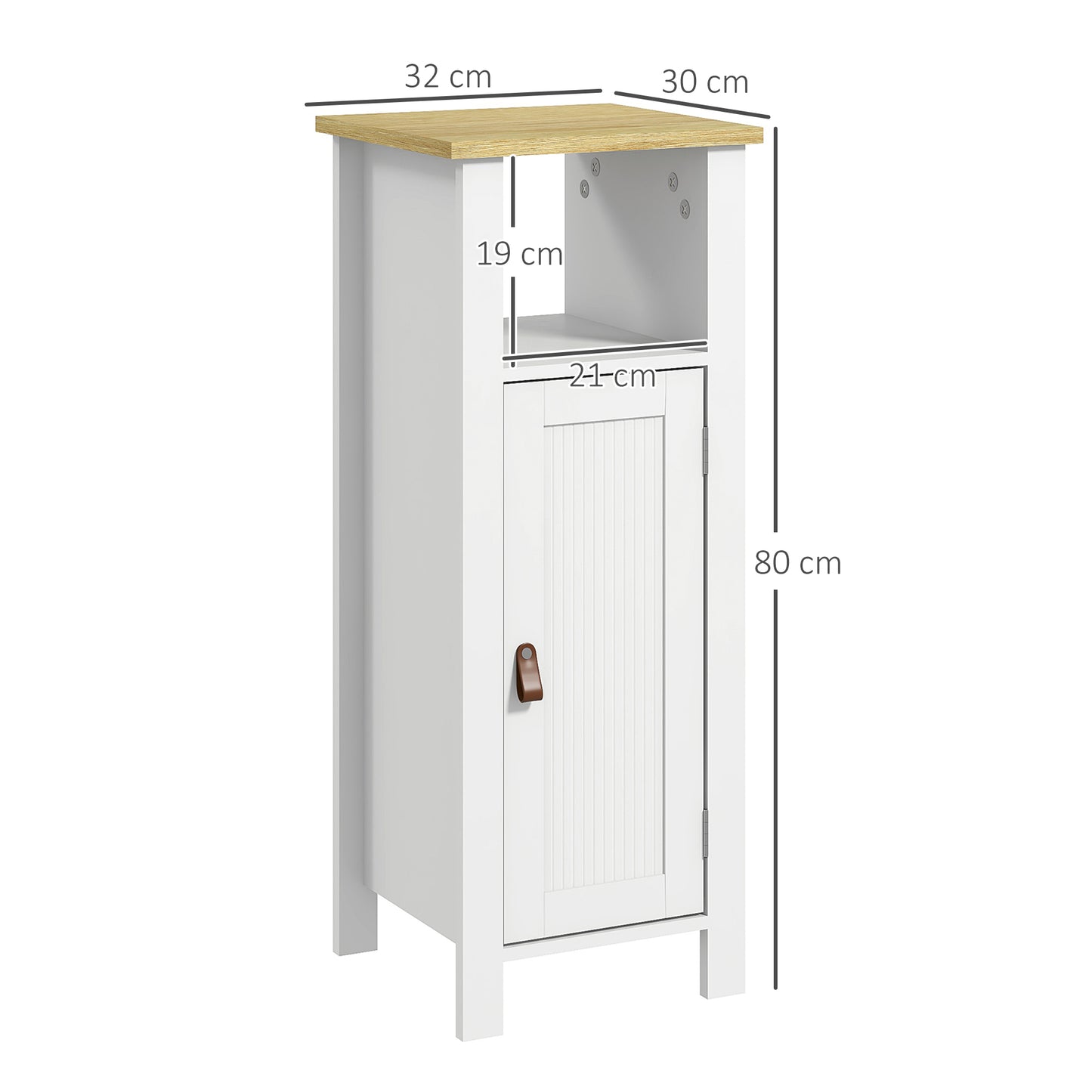 kleankin Slim Bathroom Storage Cabinet - White