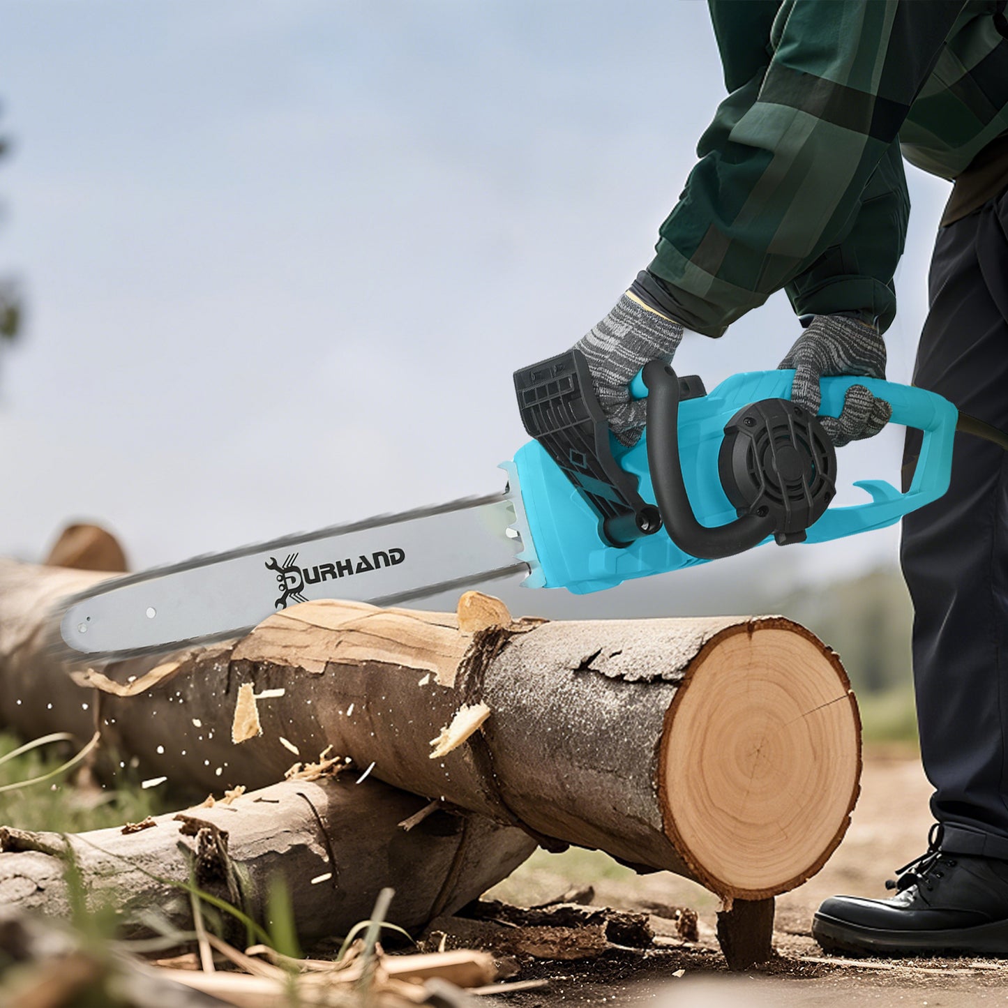 DURHAND 2000W Powerful Electric Chainsaw, 16" Aluminium Blade Portable Corded Chain Saw, 7250rpm Chain Saw for Garden Tree Pruning, 13m/s Chain Speed Auto Chain Lubrication to Cut Wood, Blue