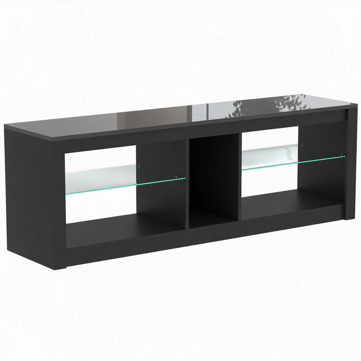HOMCOM TV Stand Cabinet with LED Lights and Remote Control for TVs up to 65", Entertainment Centre with Storage Shelves, Black Default Title