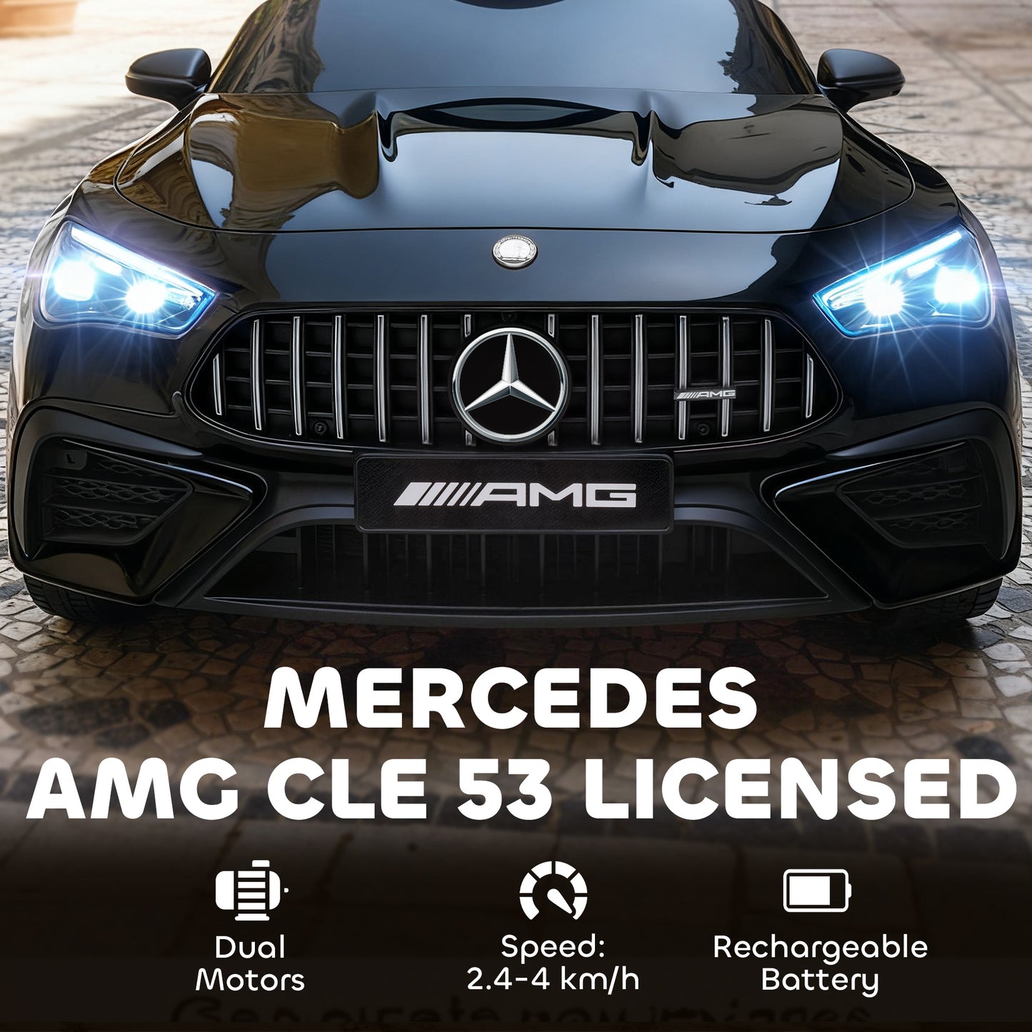 AIYAPLAY Licensed Mercedes AMG Kids Electric Car, 12V Ride On Car with Dual Motors, Remote Control for 3-6 Years, Black
