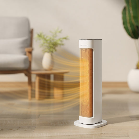HOMCOM 2000W Ceramic Electric Heater with 3 Heat Settings, Timer - White