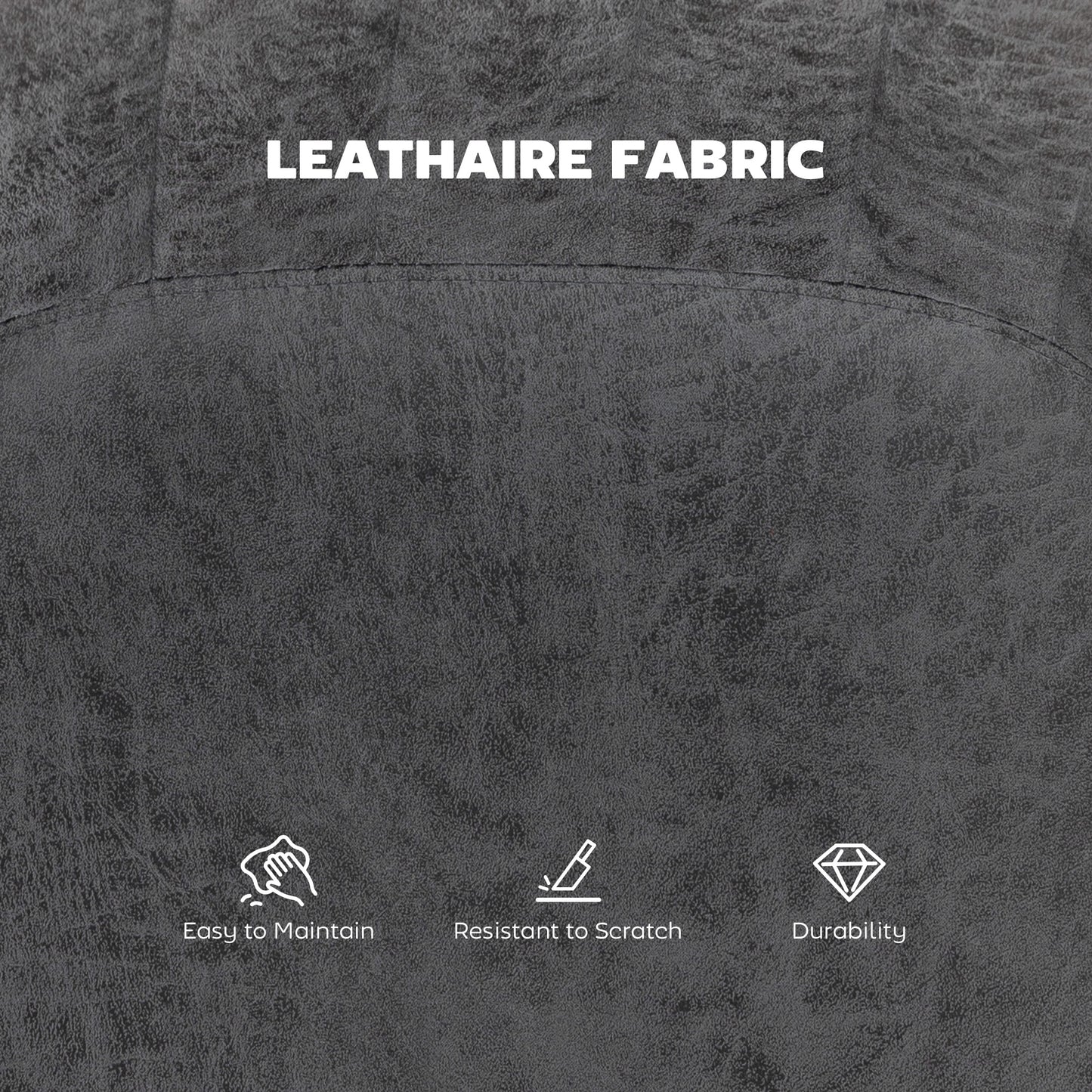 HOMCOM Set of 2 Leathaire Tub Bar Stools -  Charcoal Grey