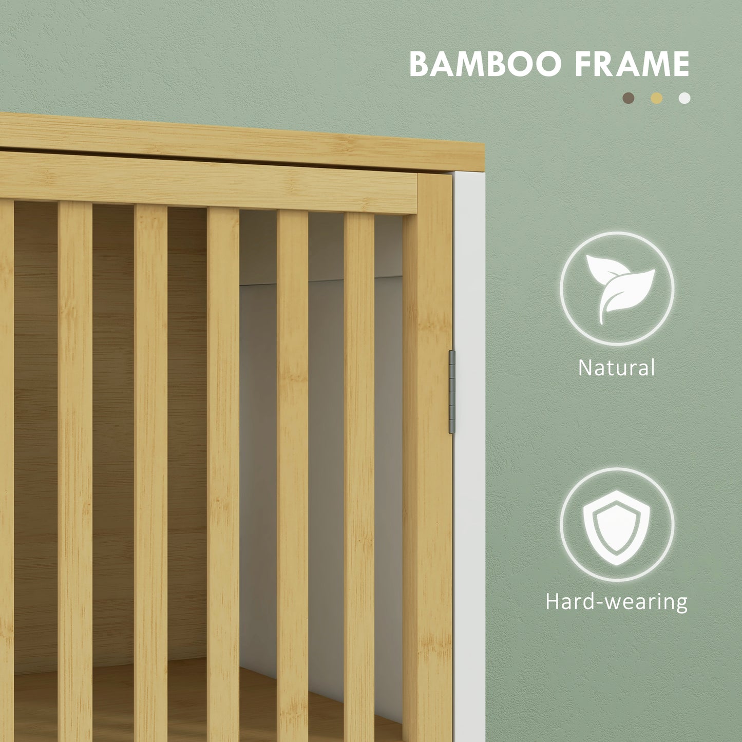 HOMCOM Bamboo-Blend Retro Cut-Out Tall Bathroom Storage Unit